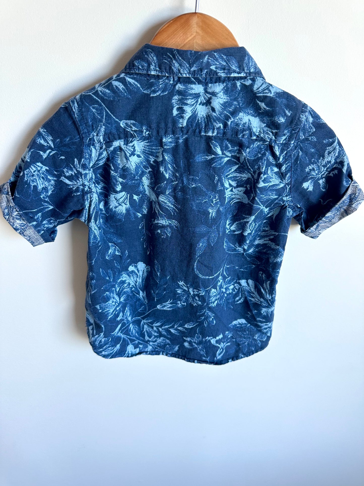 Gap Blue Floral Dress Shirt / 18-24m