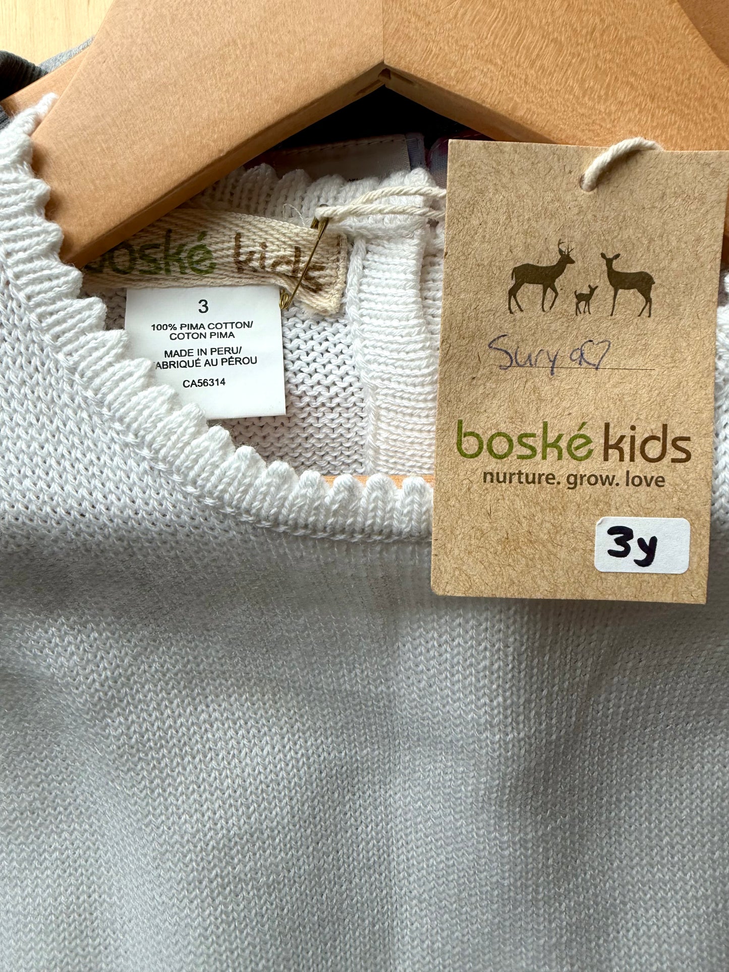 Pima Cotton White Knit Dress (With tags) / 3T
