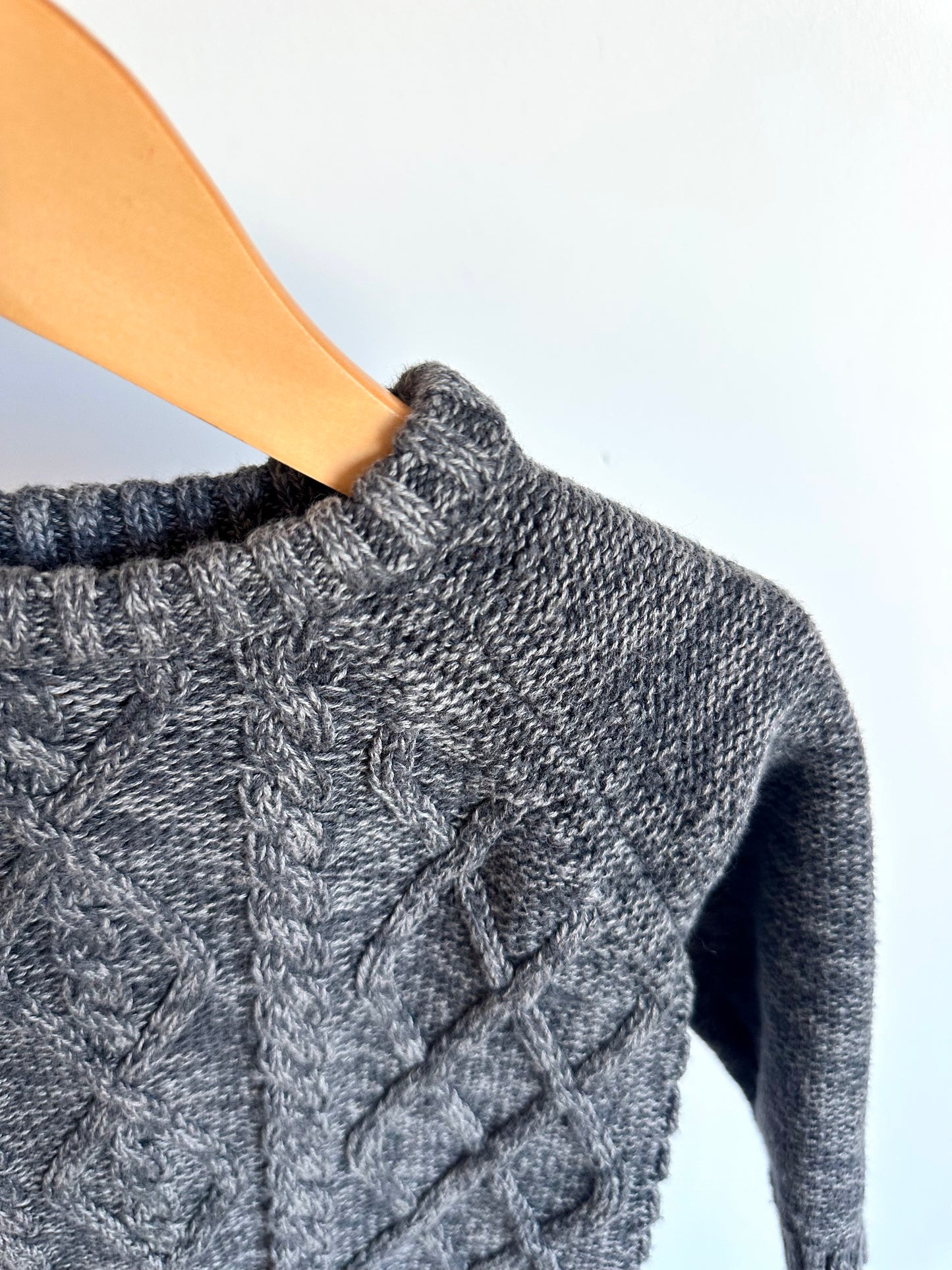 Grey Cable Knit Sweater / 12-18m