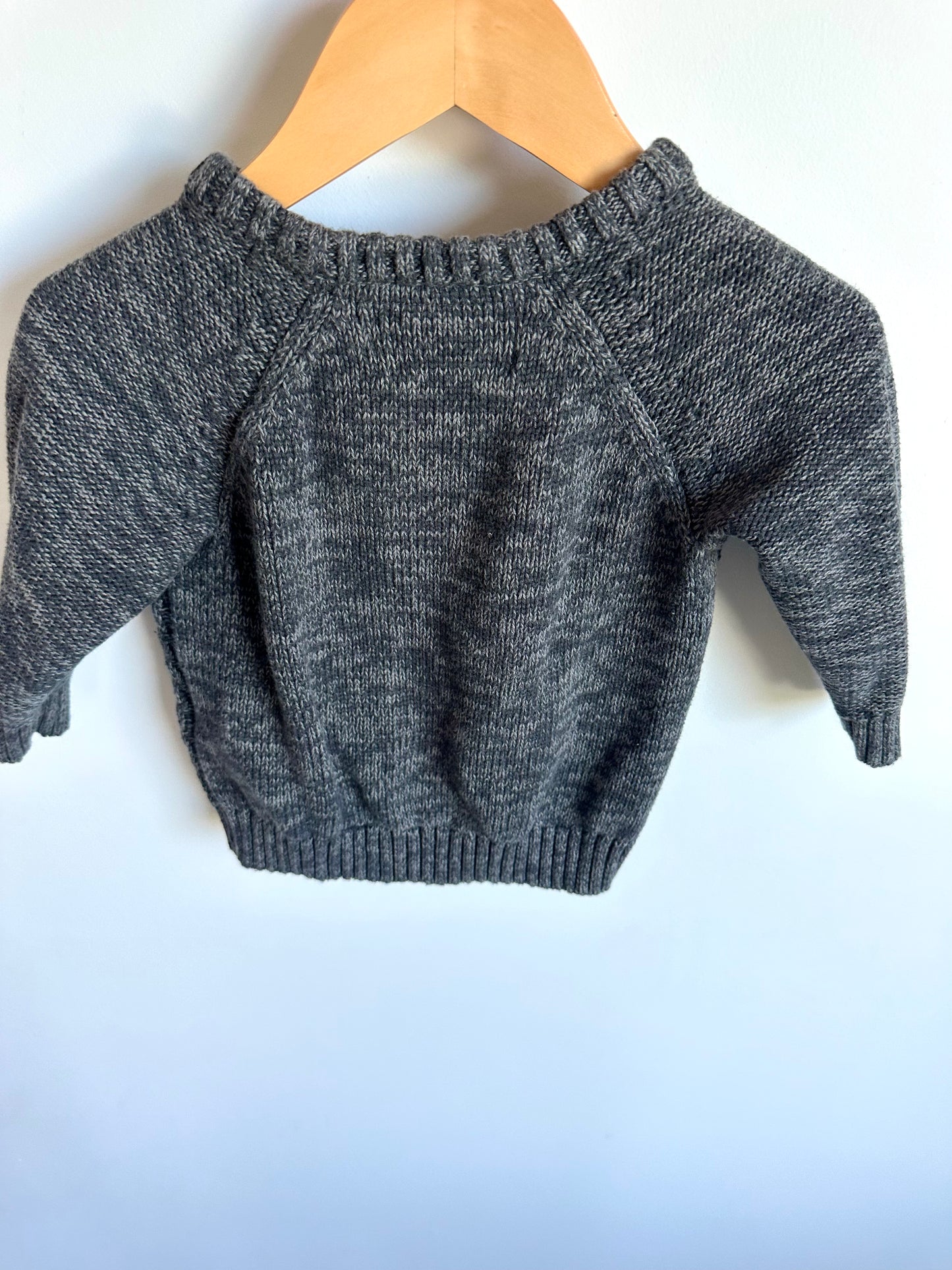 Grey Cable Knit Sweater / 12-18m