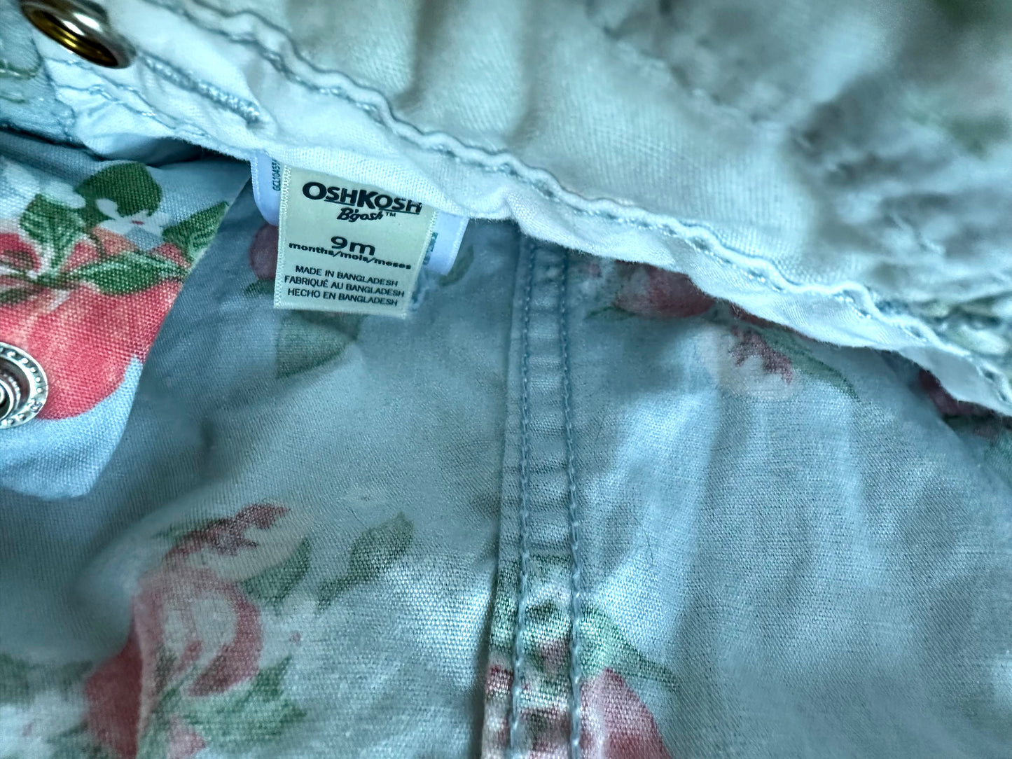 Floral Dusty Blus Short Overalls / 9m