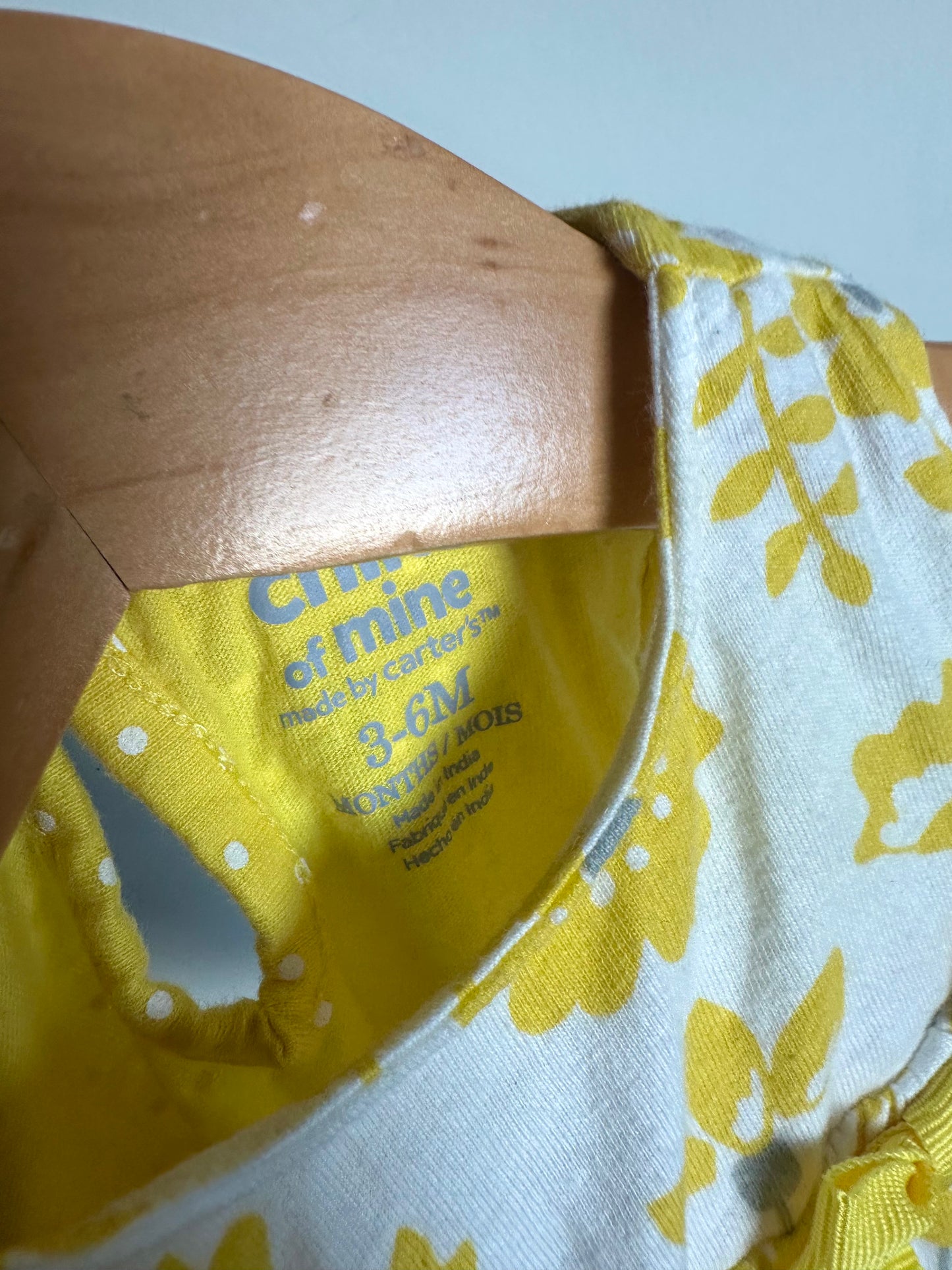 Yellow White Floral Bodysuit Dress / 3-6m