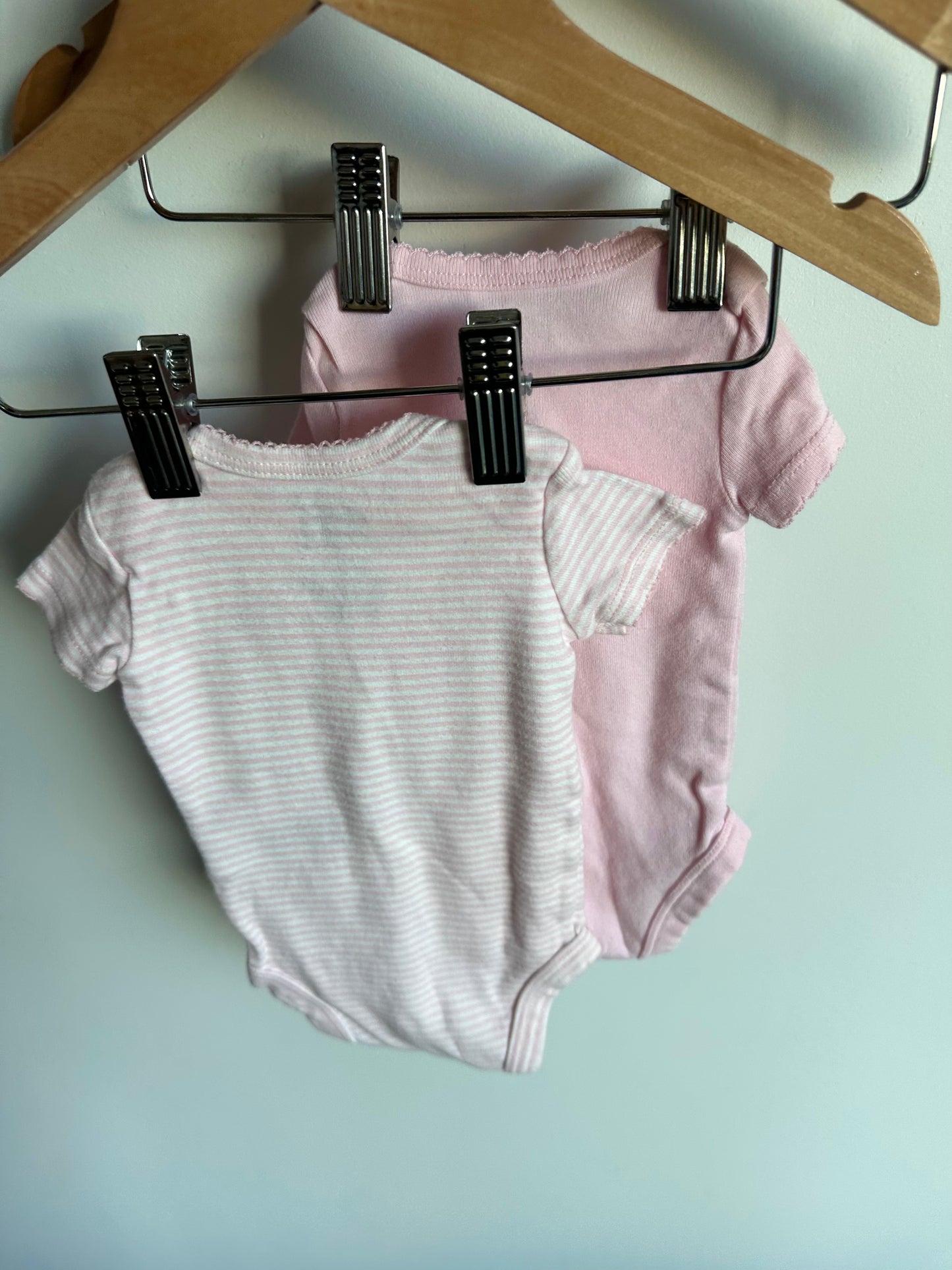 Pink + Striped Bodysuits (Set of 2) / 0m