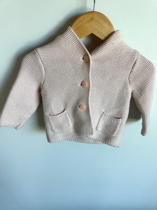 Light Pink Bear Button Sweater / 6-12m
