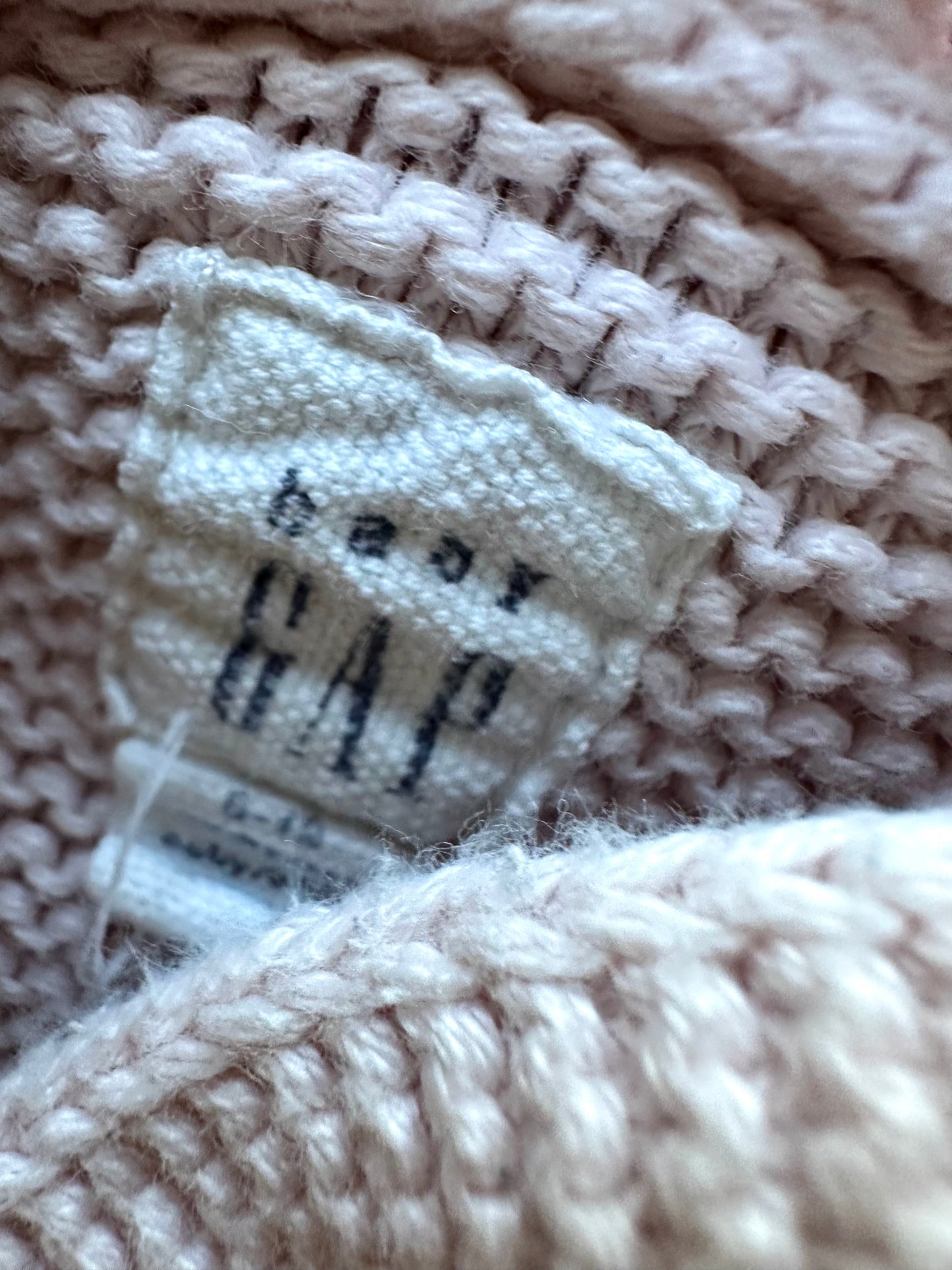 Light Pink Bear Button Sweater / 6-12m