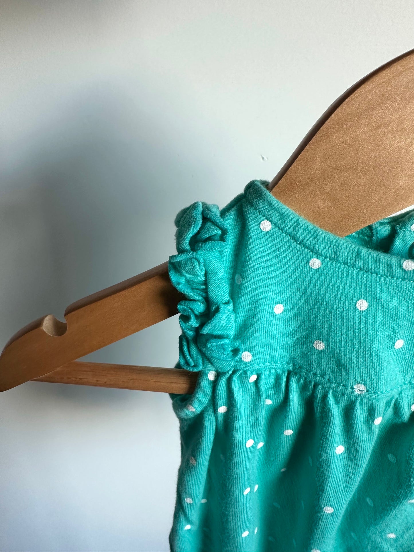 Teal Polka Dot Romper / 3m