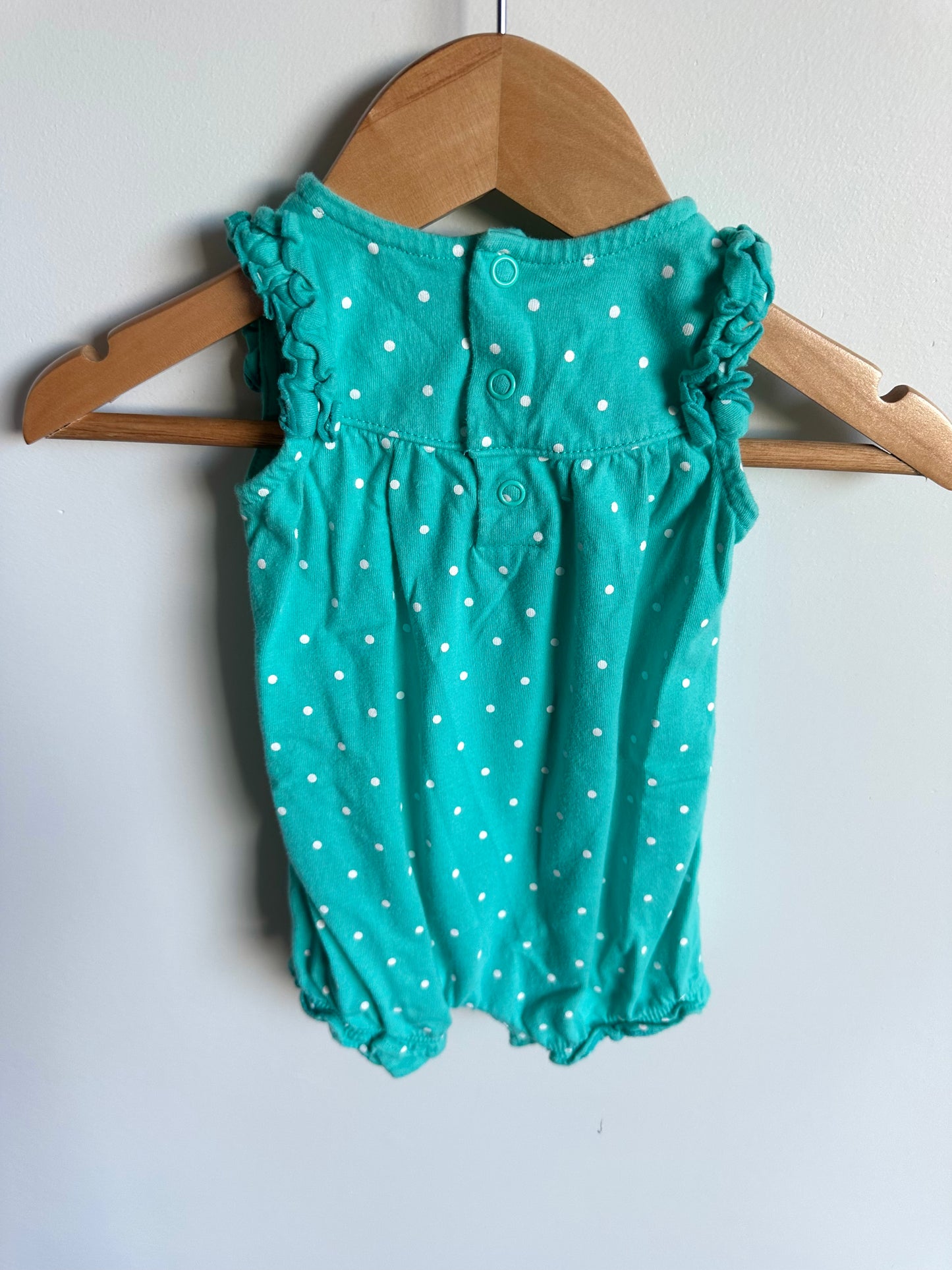 Teal Polka Dot Romper / 3m