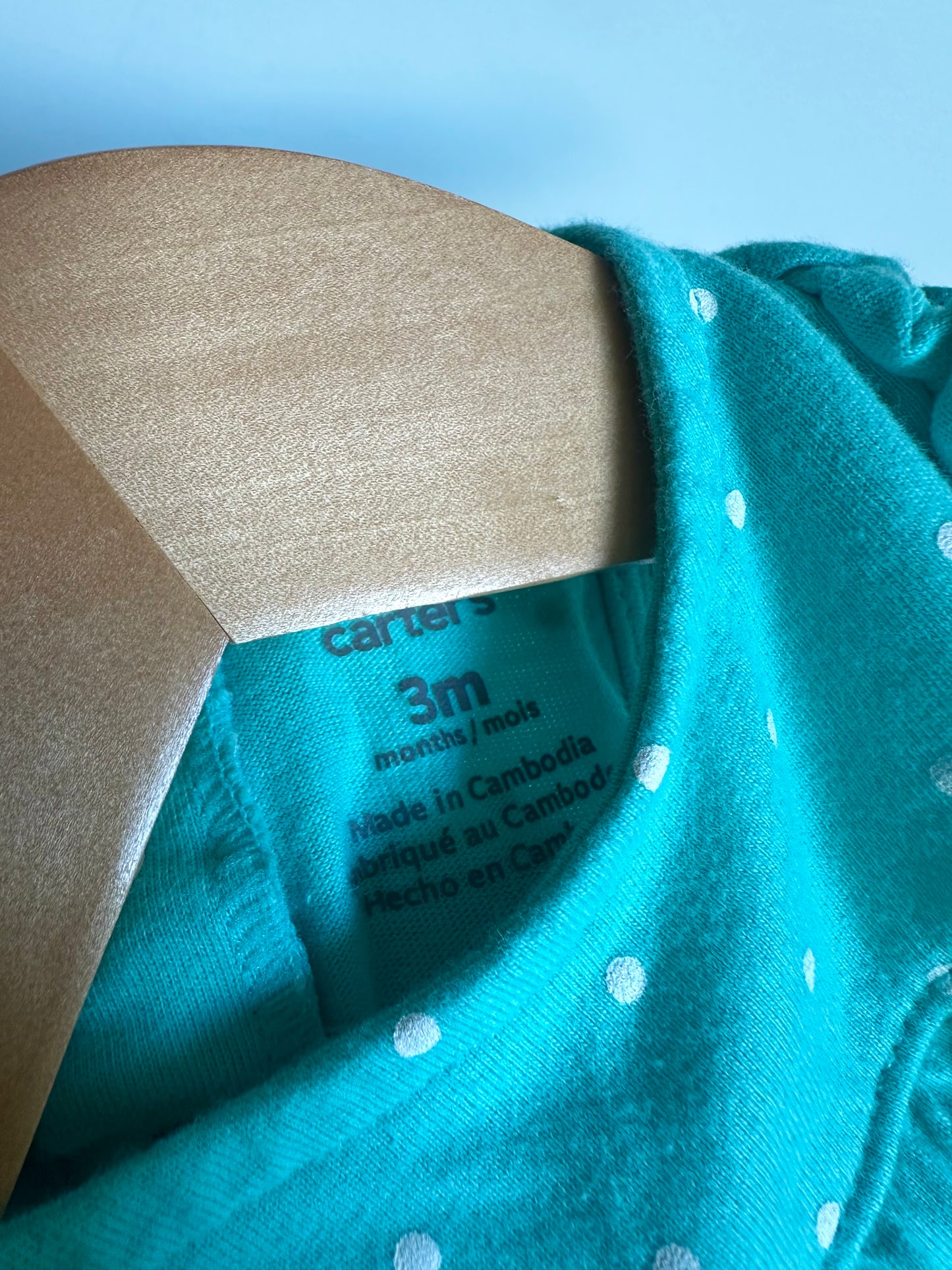 Teal Polka Dot Romper / 3m