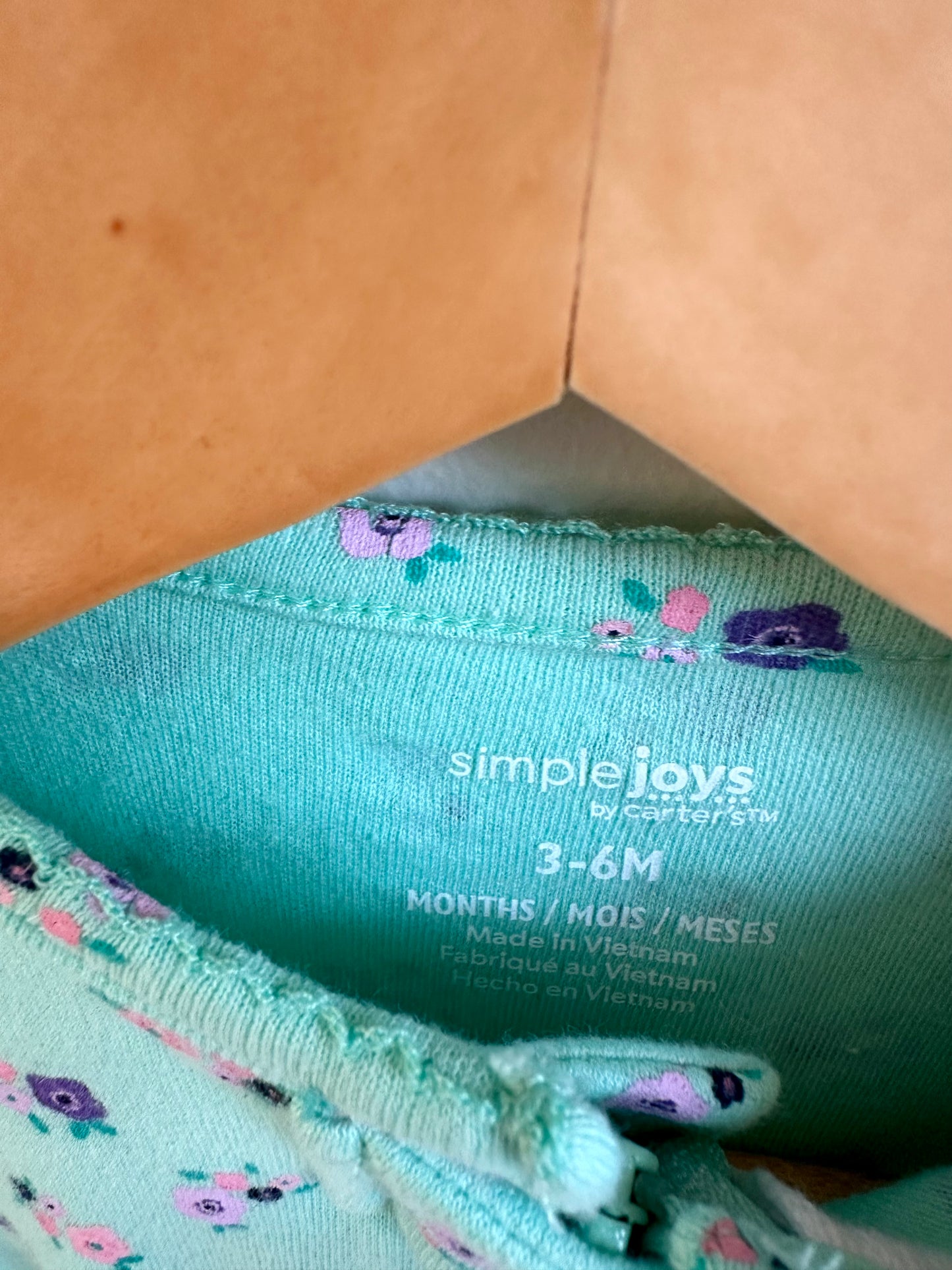 Footed Blue Floral Sleeper / 3-6m