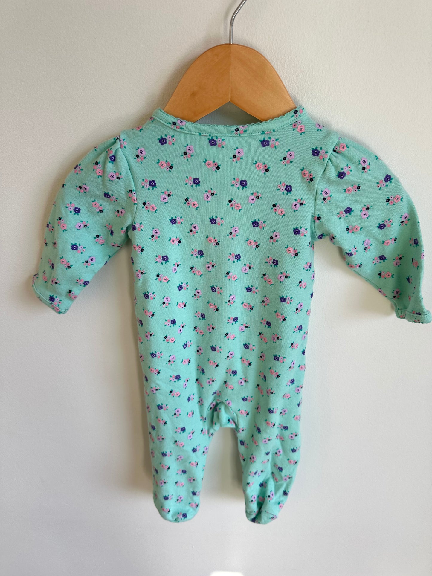 Footed Blue Floral Sleeper / 3-6m
