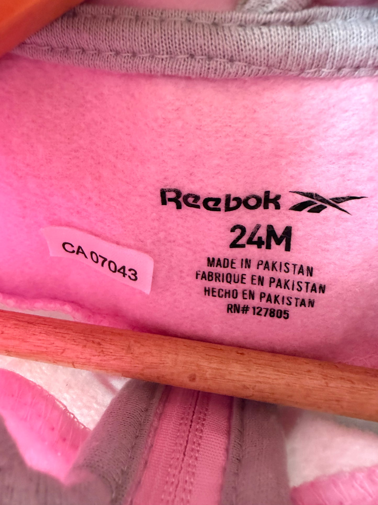 Pink + Grey Reebok Zip Hoodie / 24m