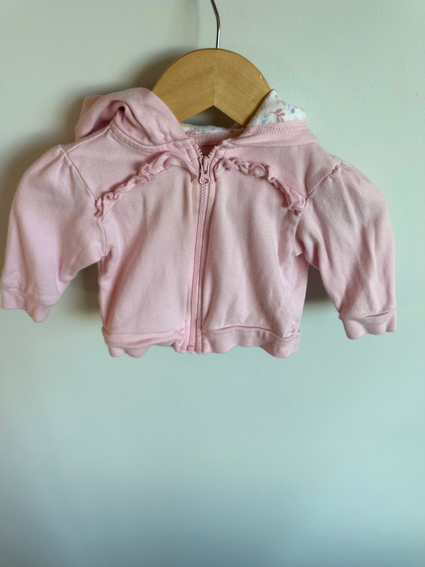 Pink Frill Hood Sweater / 3-6m