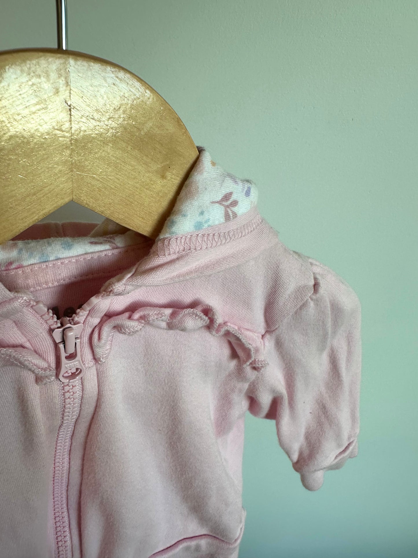 Pink Frill Hood Sweater / 3-6m