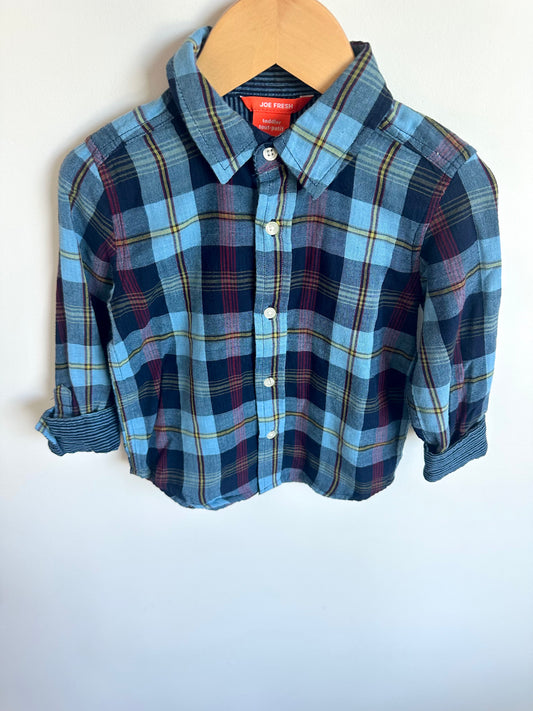 Blue Plaid Button Up Shirt / 3T