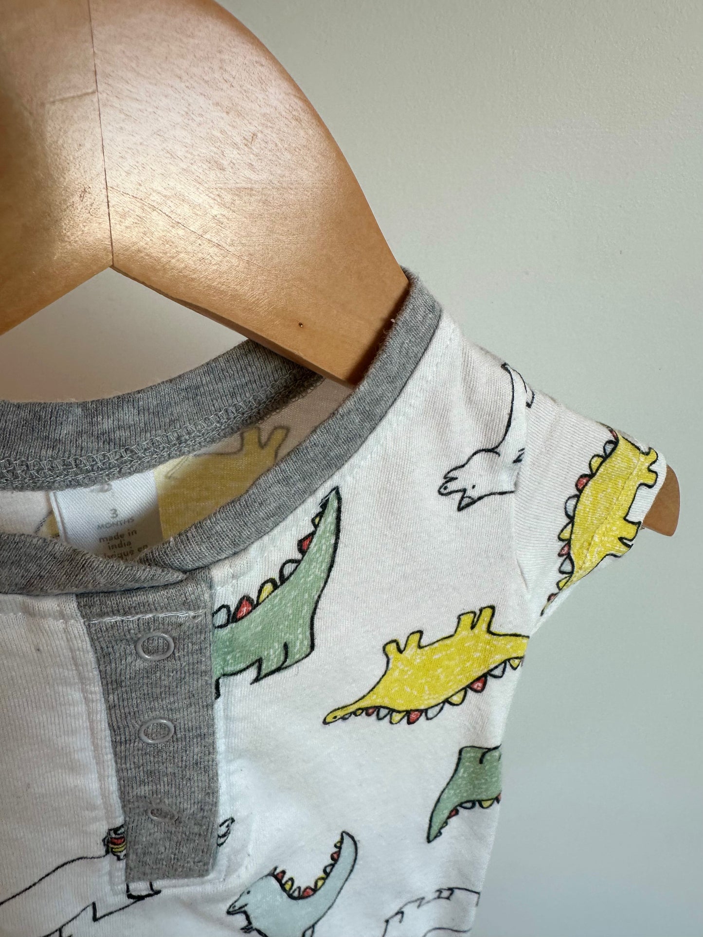 Dinosaur White Romper / 3m