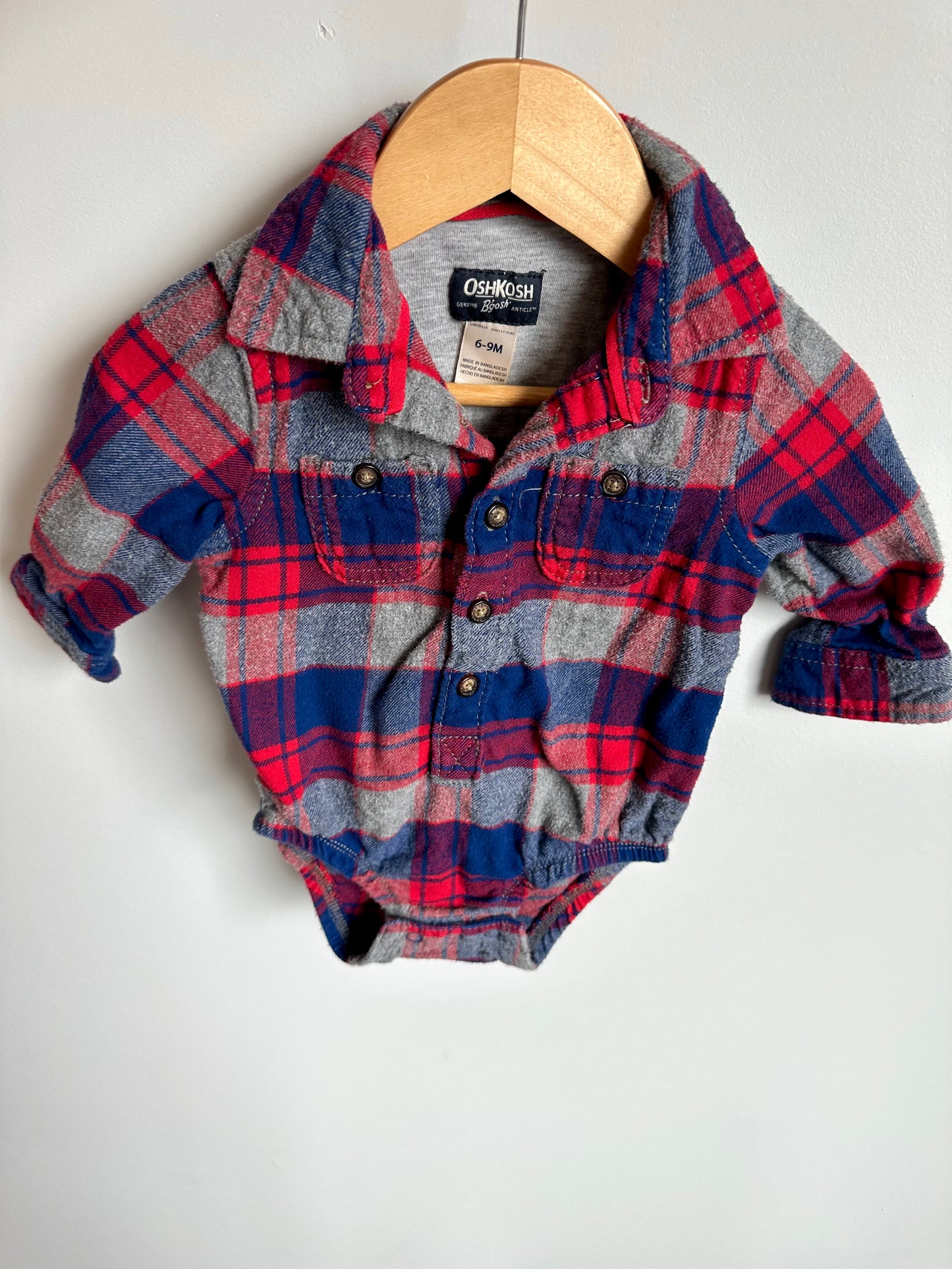 Plaid Collared Bodysuit / 6-9m