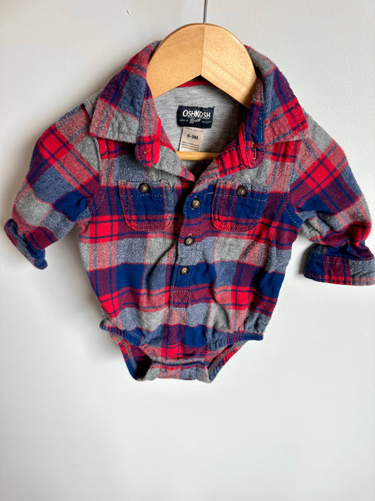 Plaid Collared Bodysuit / 6-9m