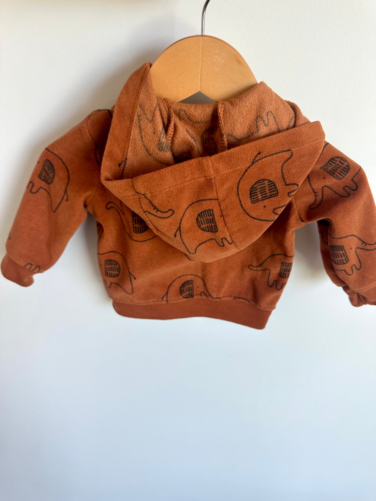 Fleece Elephant Zip Hoodie / 3-6m