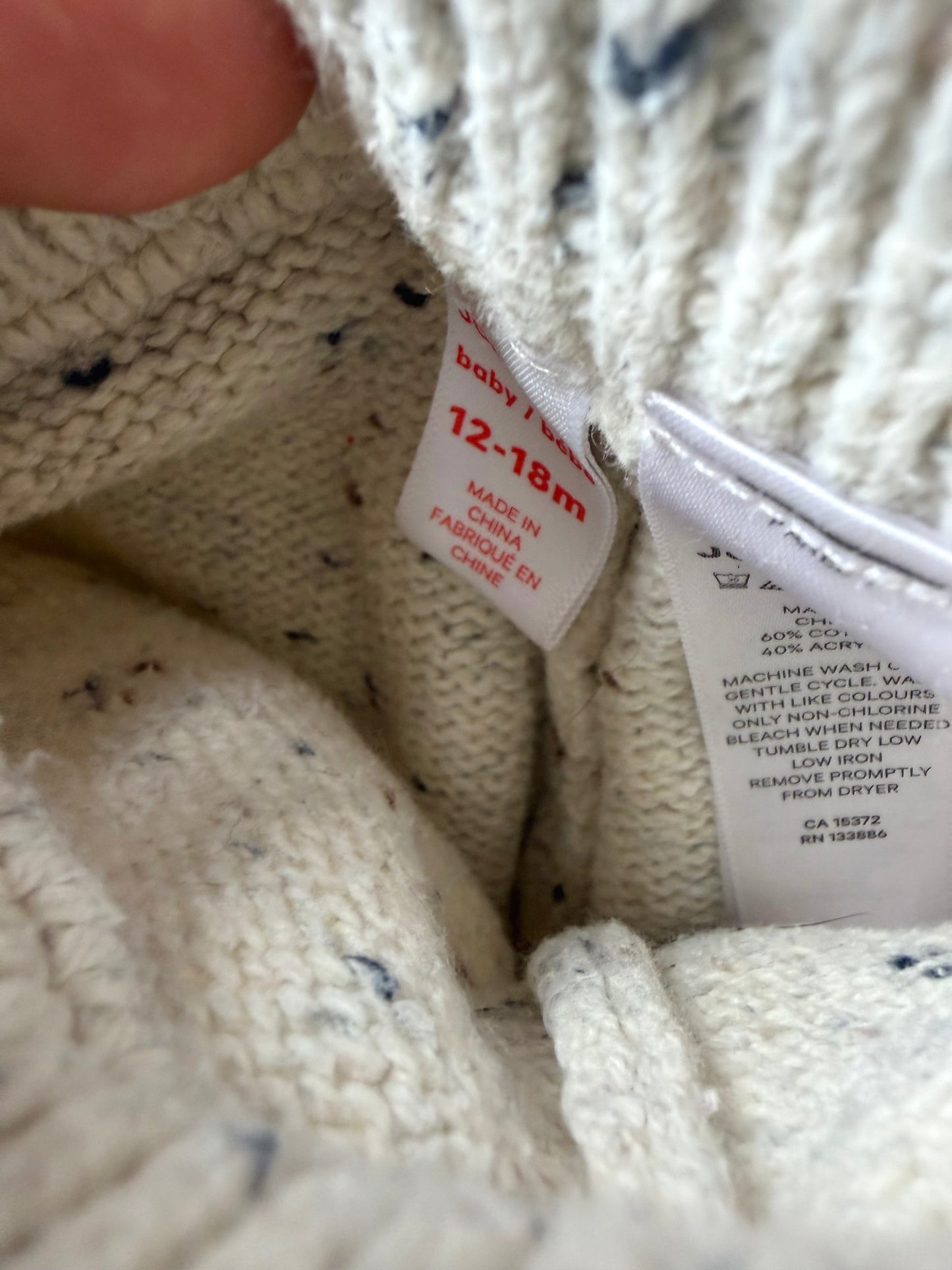 Knit Light Grey + Green Tapered Pants / 12-18m