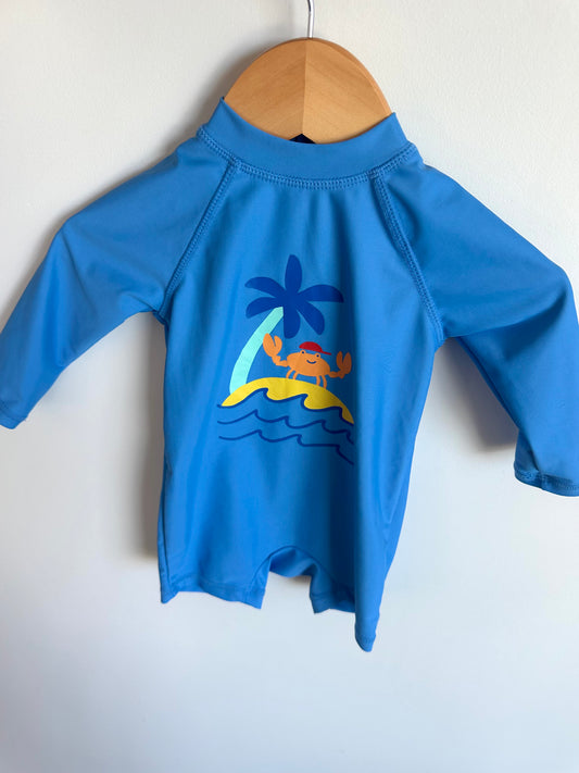 Blue Crab Long Sleeve Swimsuit / 3-6m