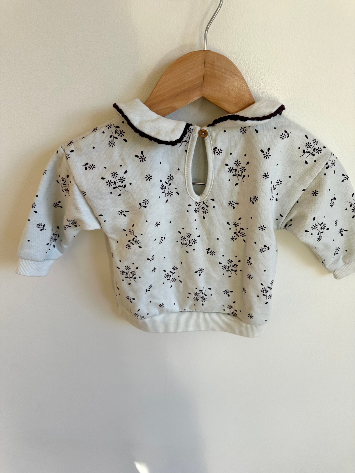 White Collared Plant Sweater / 6m