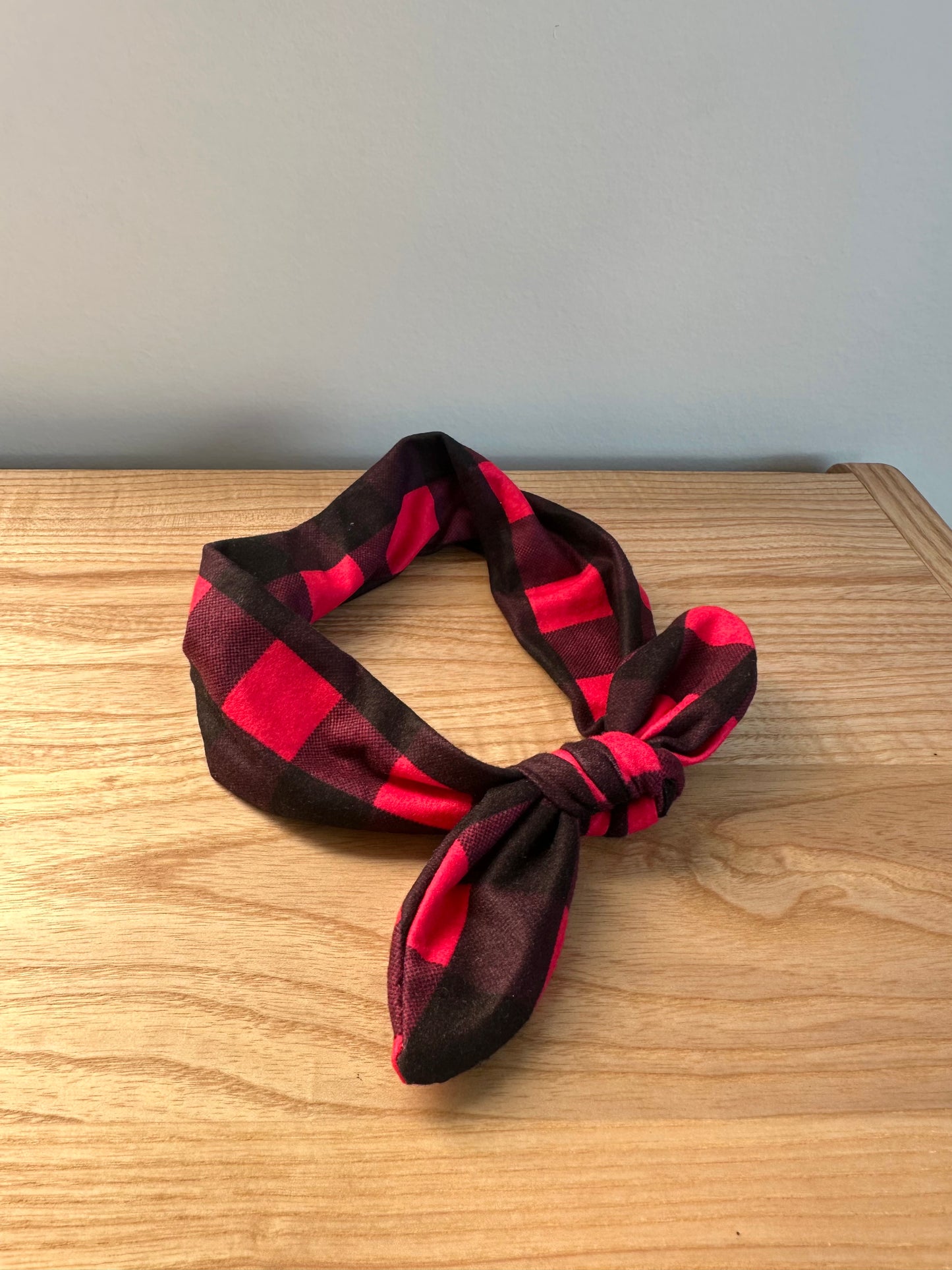 Plaid Red Black Headband / 3-18m
