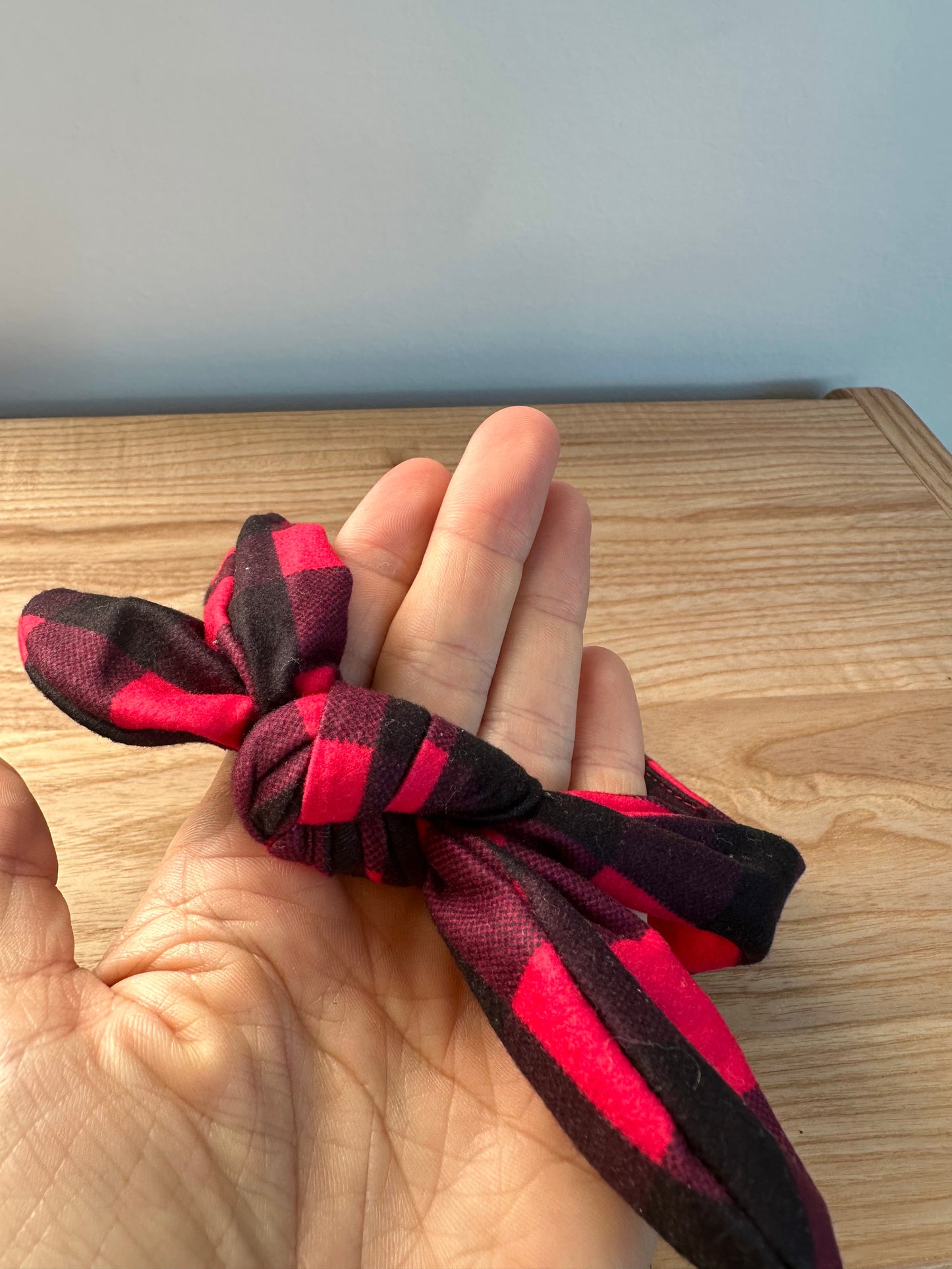 Plaid Red Black Headband / 3-18m