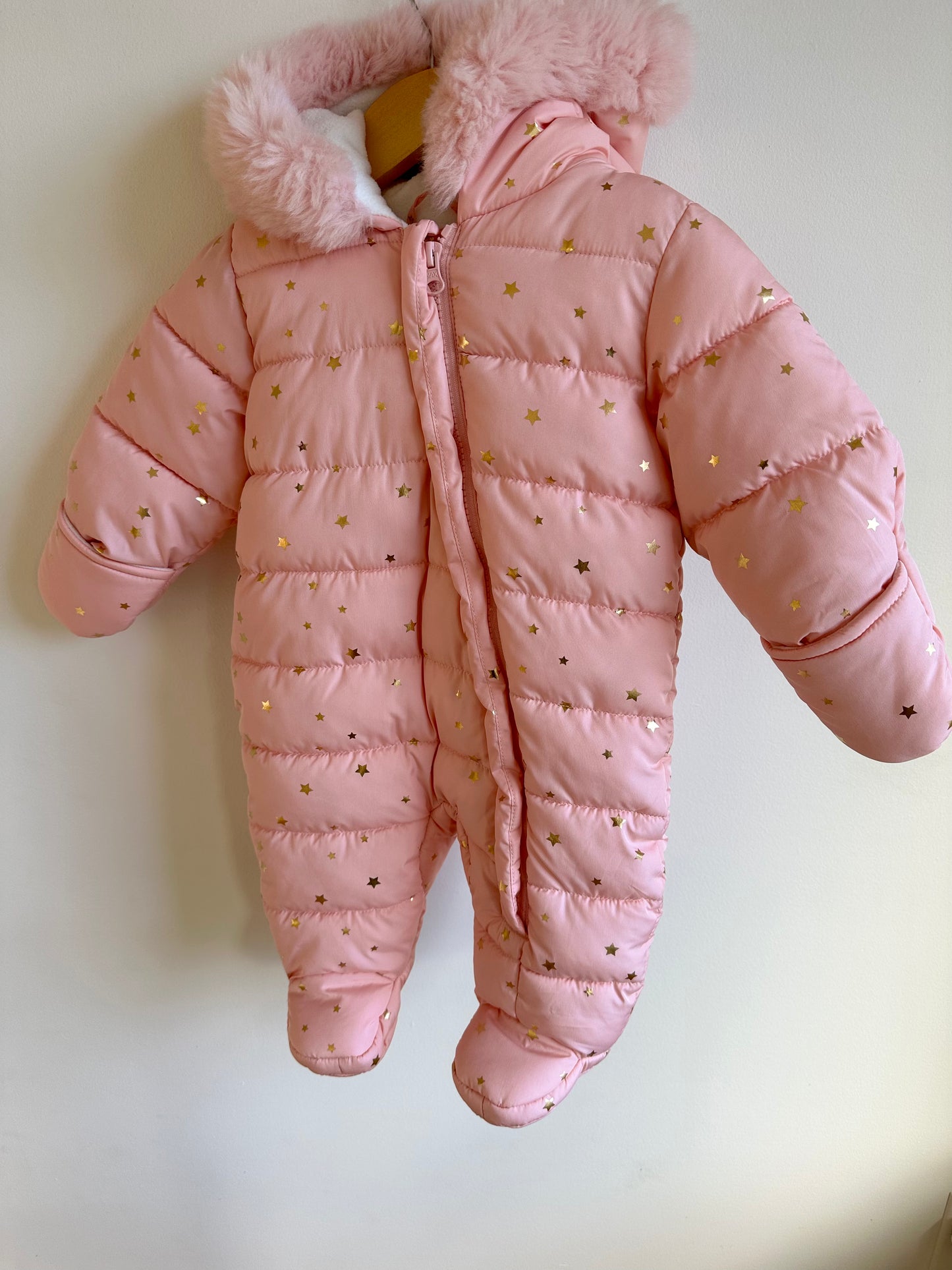 Pink Star Bunting Suit / 0-3m