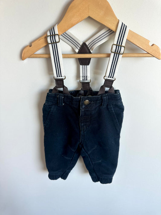 Jeans with Suspenders / 3-6m