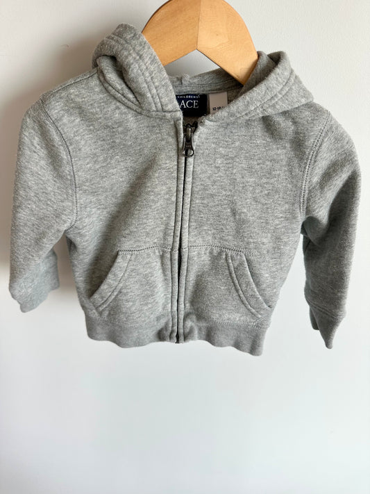 Grey Zipper Hoodie / 12-18m