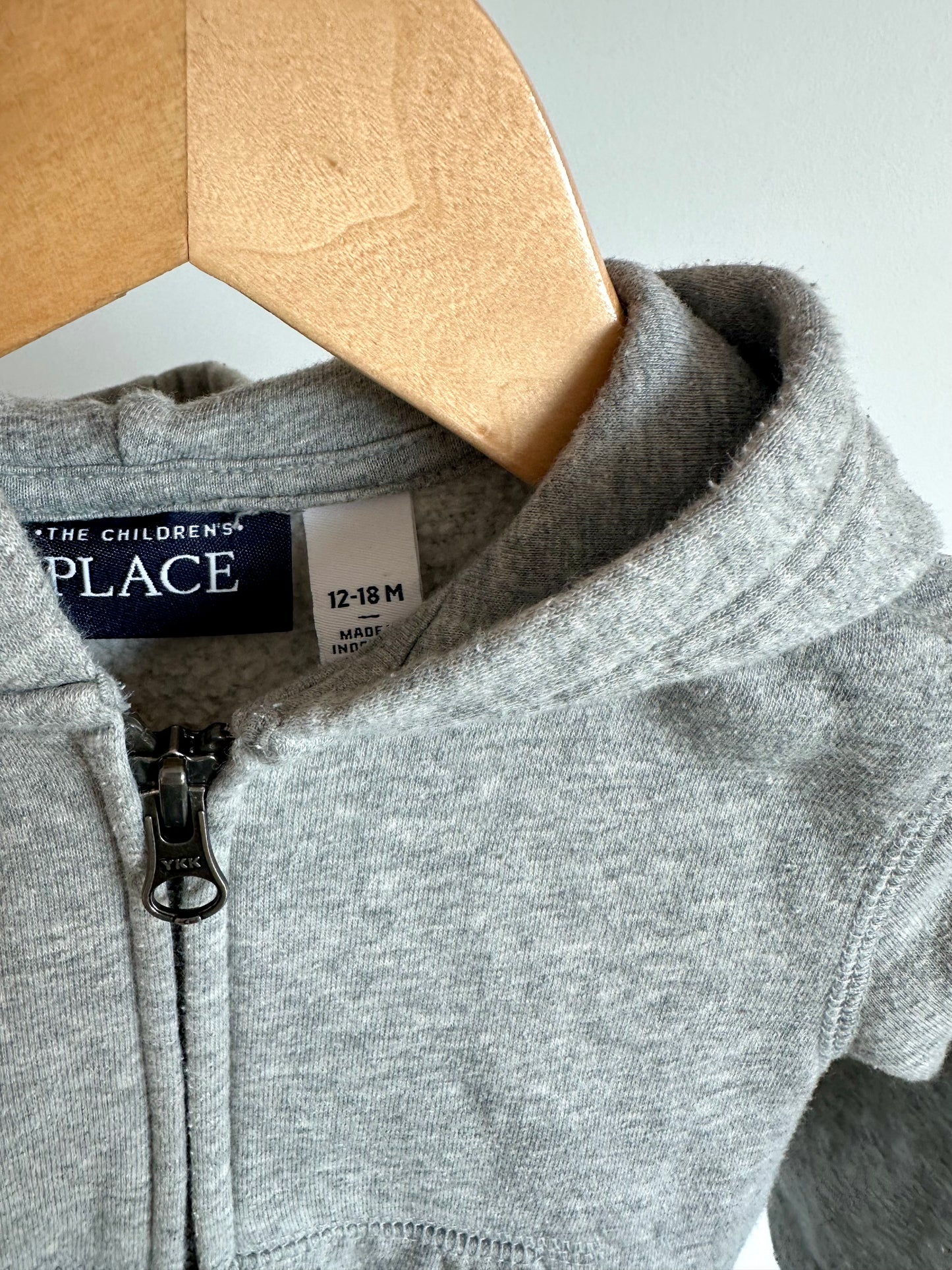 Grey Zipper Hoodie / 12-18m