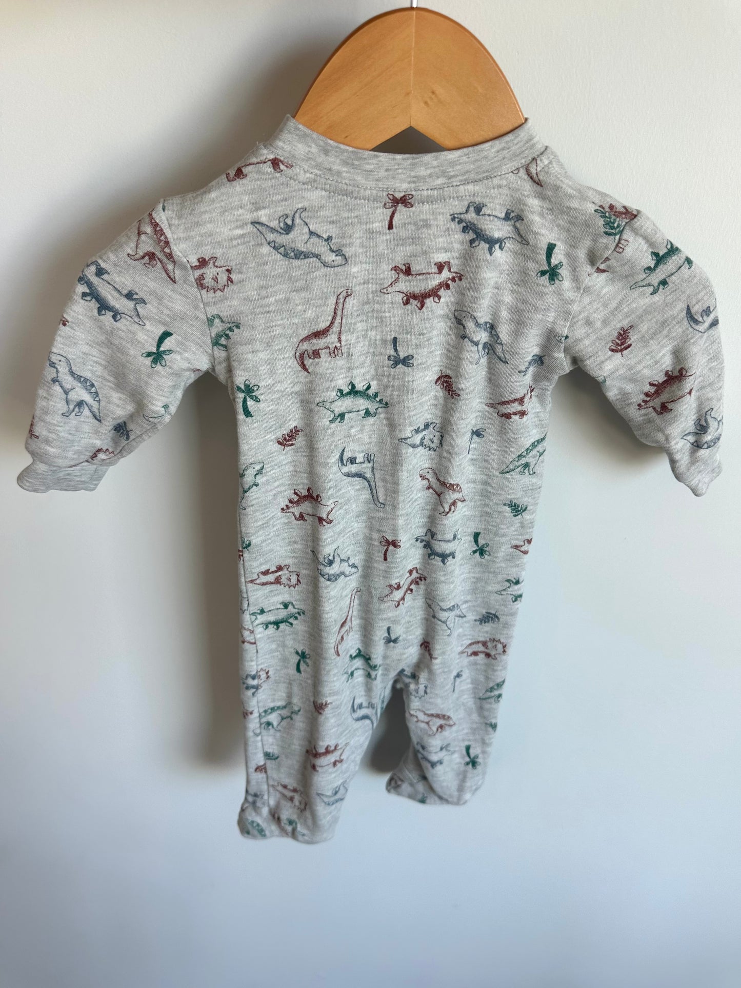 Grey Dino Two Way Zip Sleeper / 0-3m