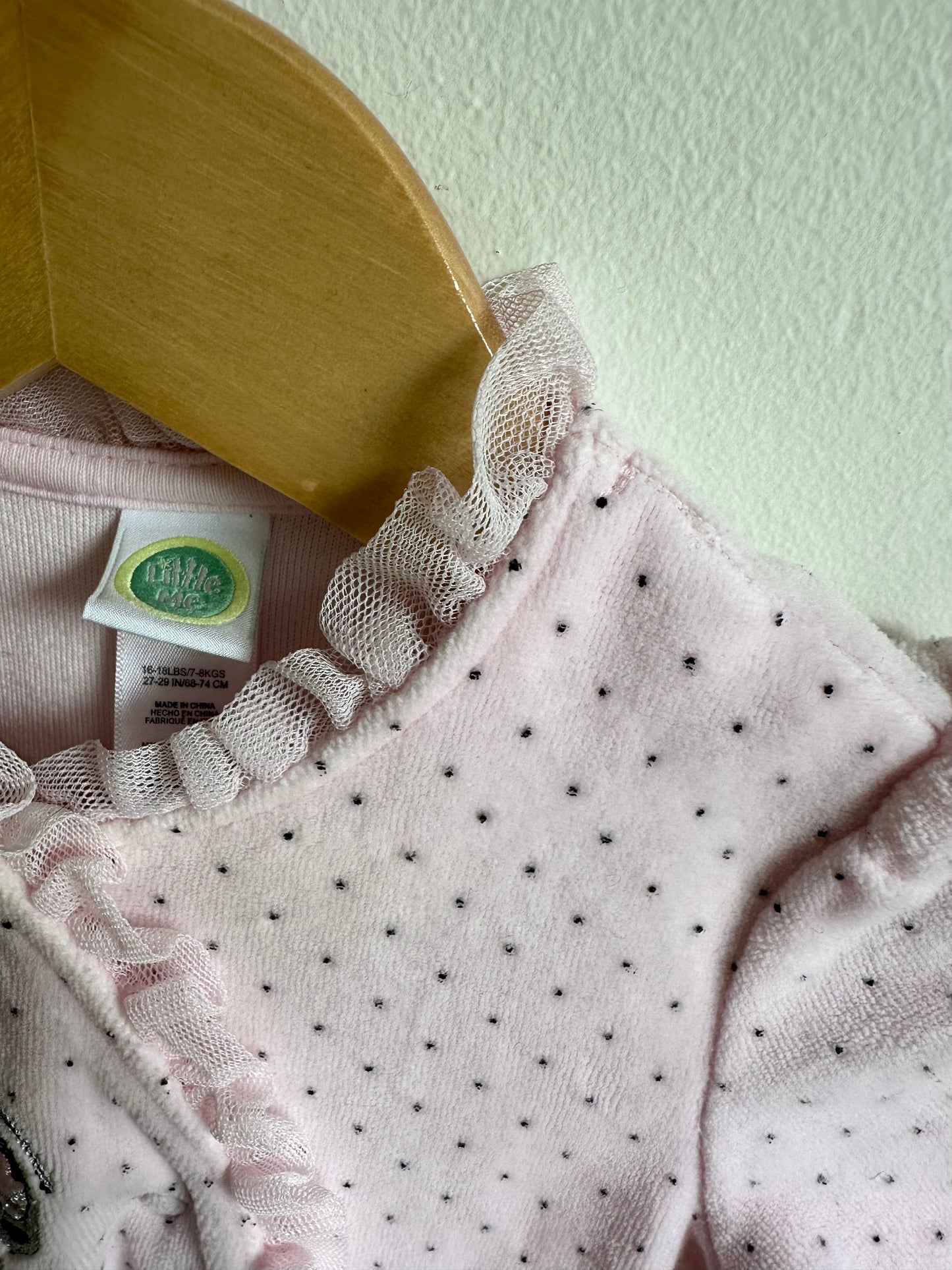 Fleece Pink Ballet Shoes Jumpsuit / 9m