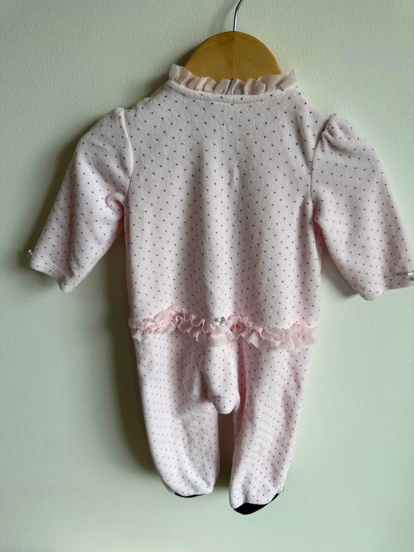 Fleece Pink Ballet Shoes Jumpsuit / 9m