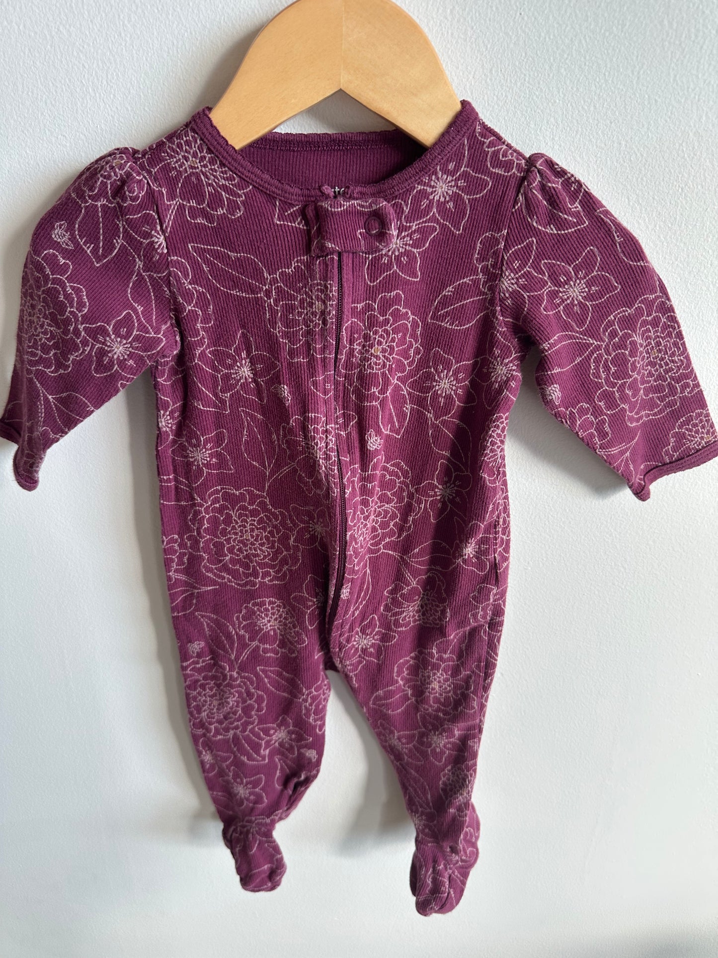 Purple Lined Floral Sleeper / 3-6m