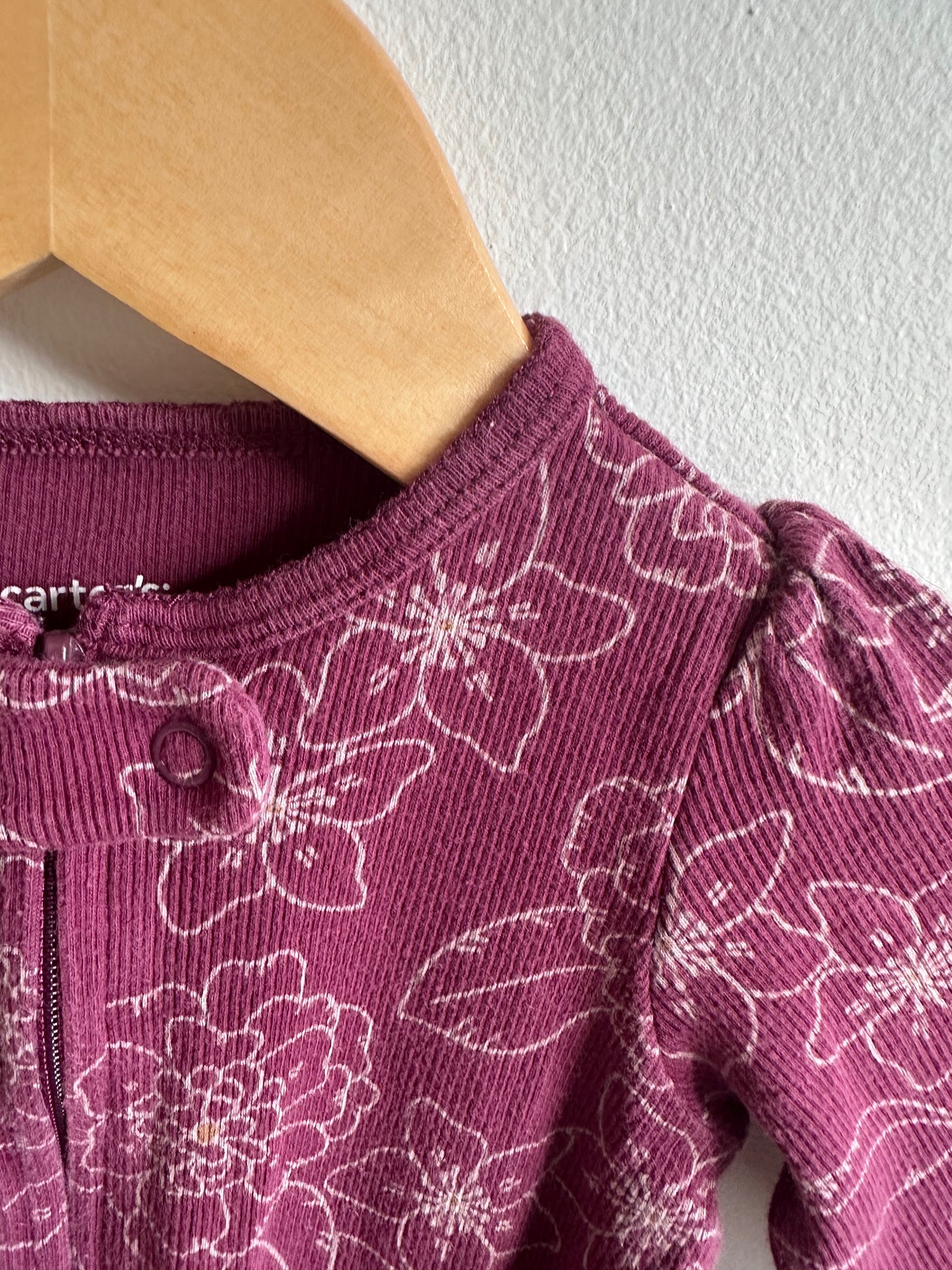 Purple Lined Floral Sleeper / 3-6m