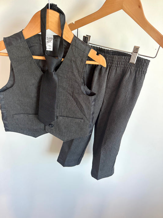 Dress Vest, Pants + Tie Set / 18-24m
