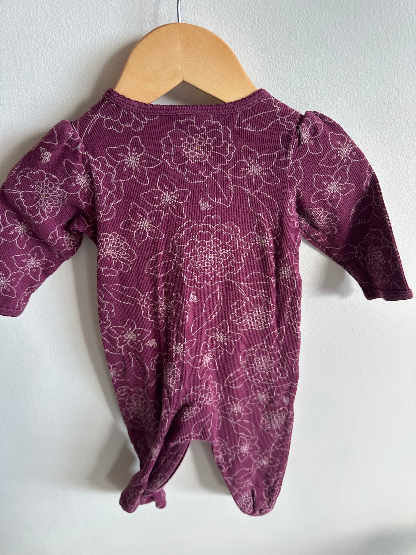 Purple Lined Floral Sleeper / 3-6m