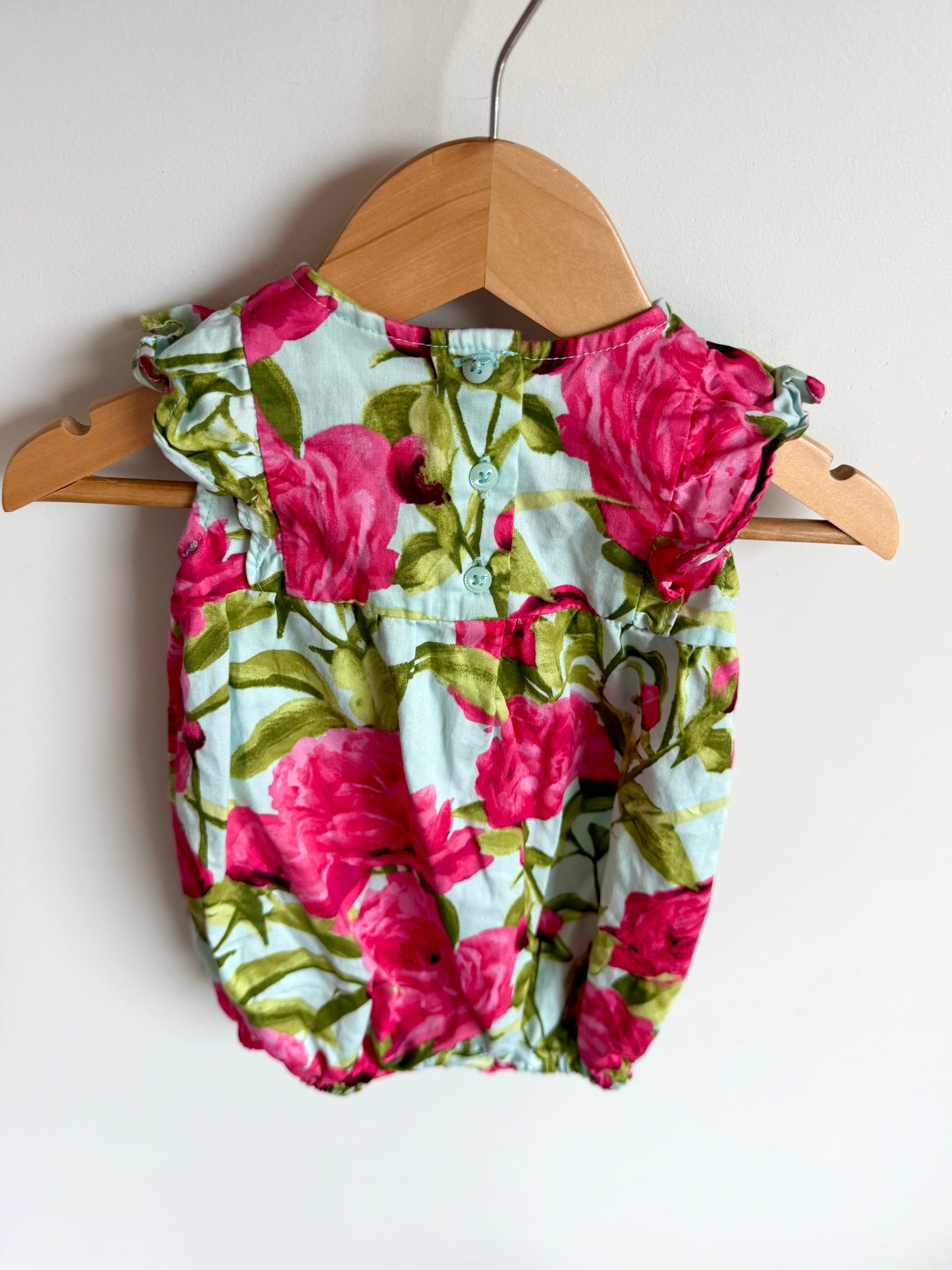 Rose Ruffle Sleeve Romper / 3-6m