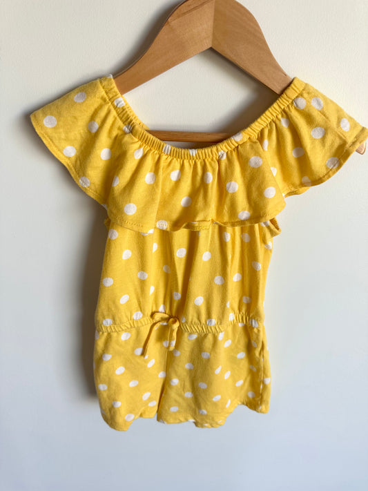 Yellow Polka Dot Ruffle Jumpsuit / 3T