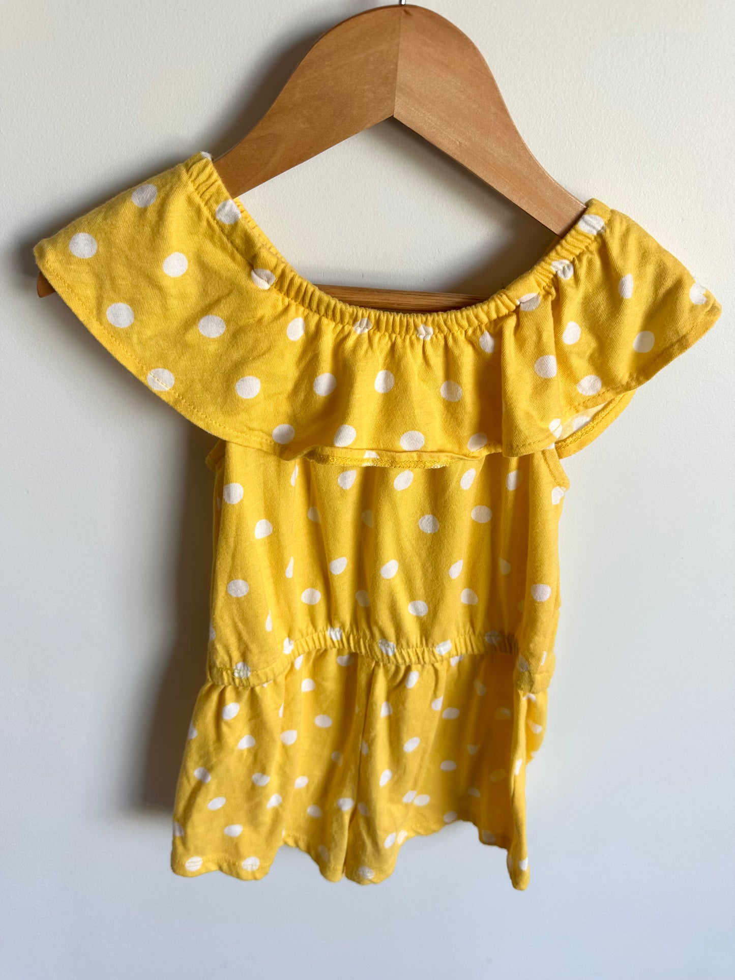 Yellow Polka Dot Ruffle Jumpsuit / 3T
