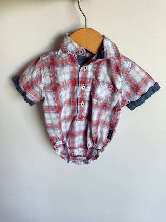 Plaid Collared Bodysuit / 3-6m