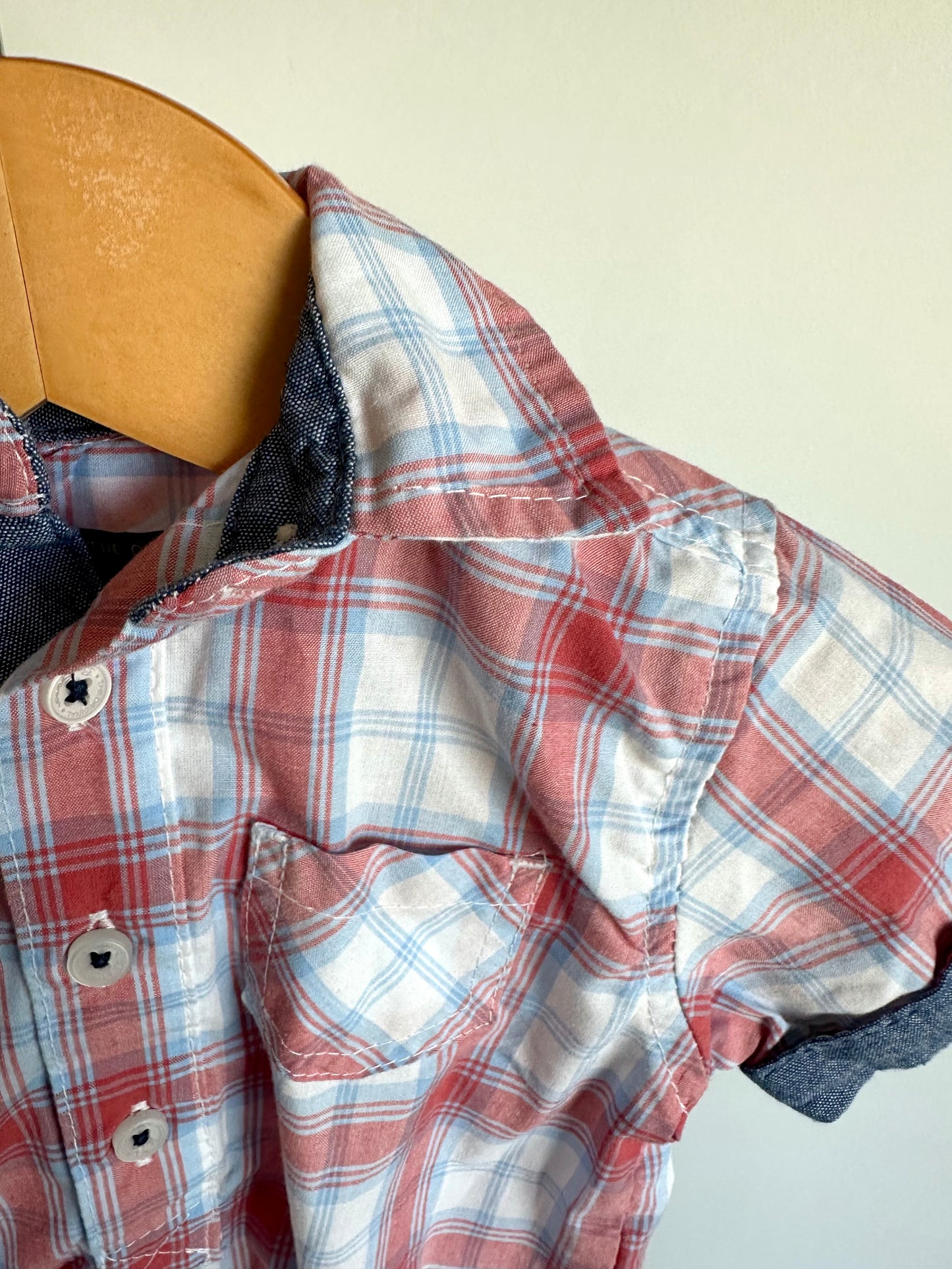 Plaid Collared Bodysuit / 3-6m