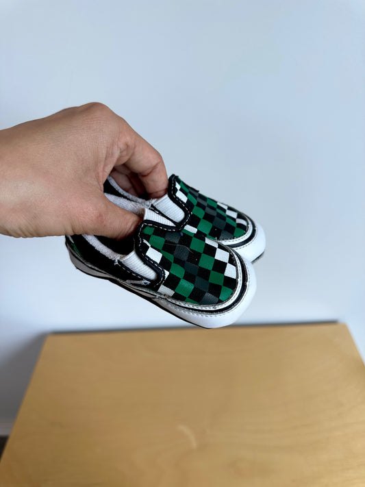 Vans Green + Black Checkered Shoes (PLAY) / Size 3 Infant