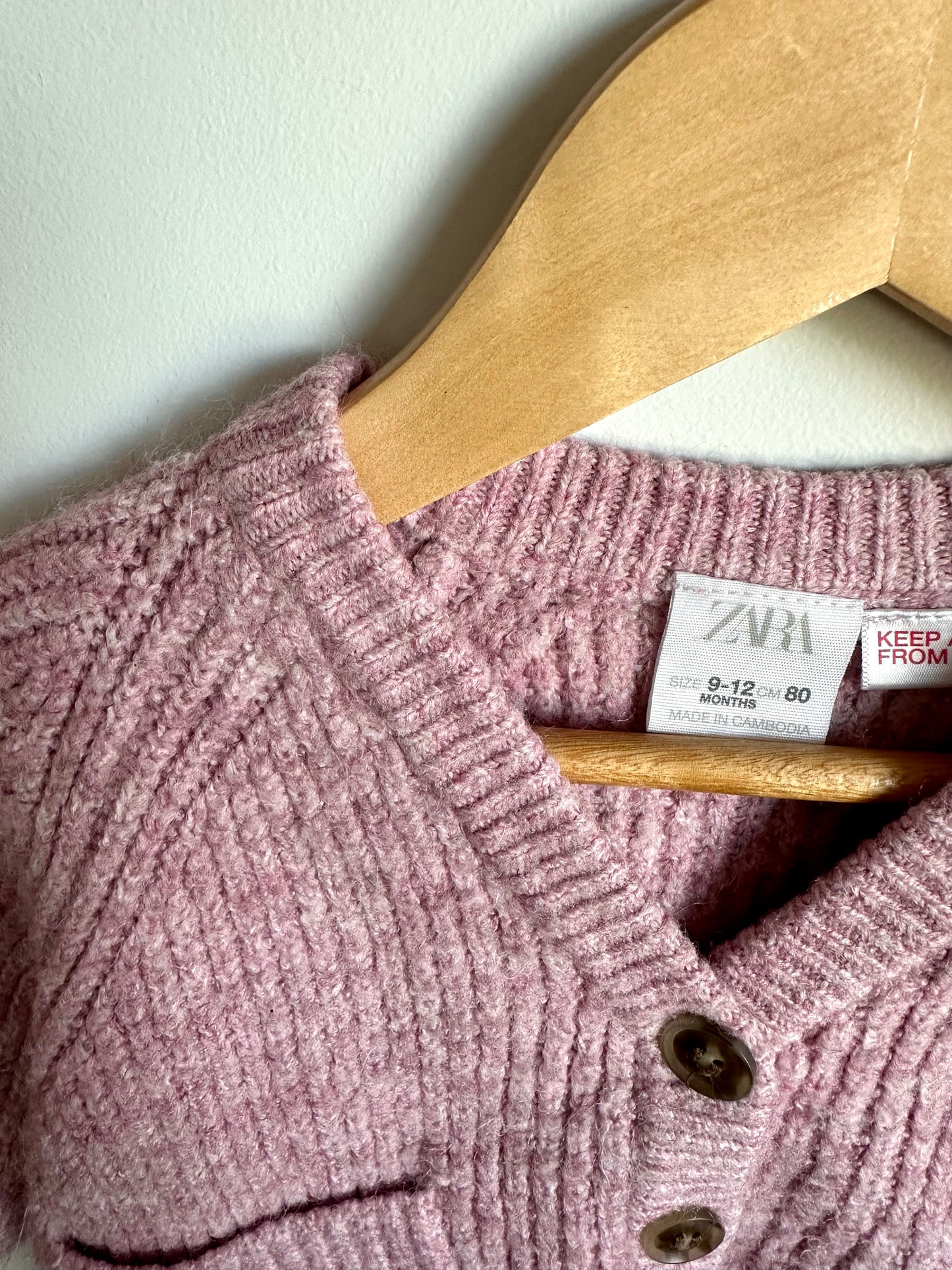 Zara Pink Knit Cardigan / 9-12m
