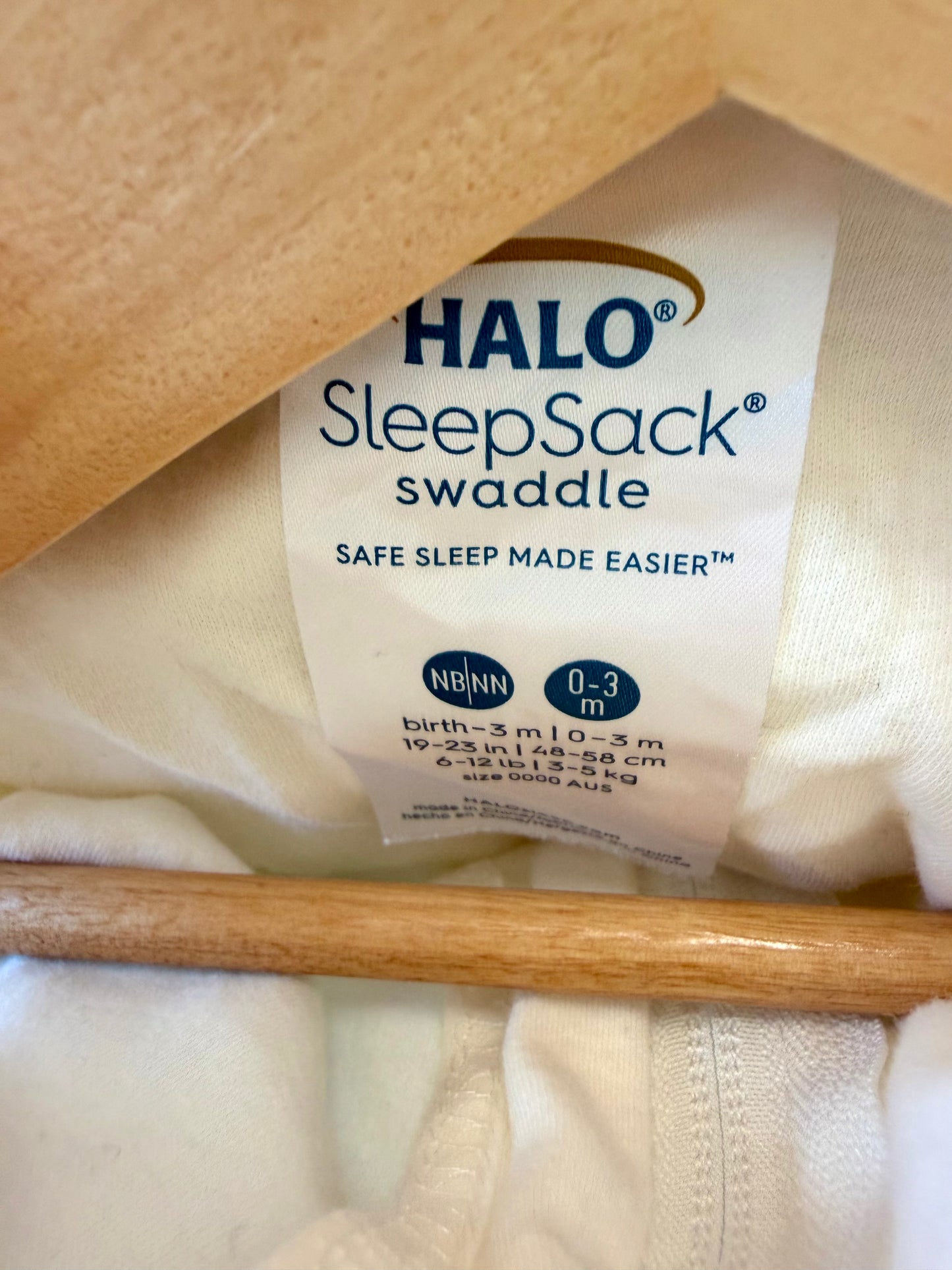 Halo White 6-12 lbs Sleep Swaddle / 0-3m