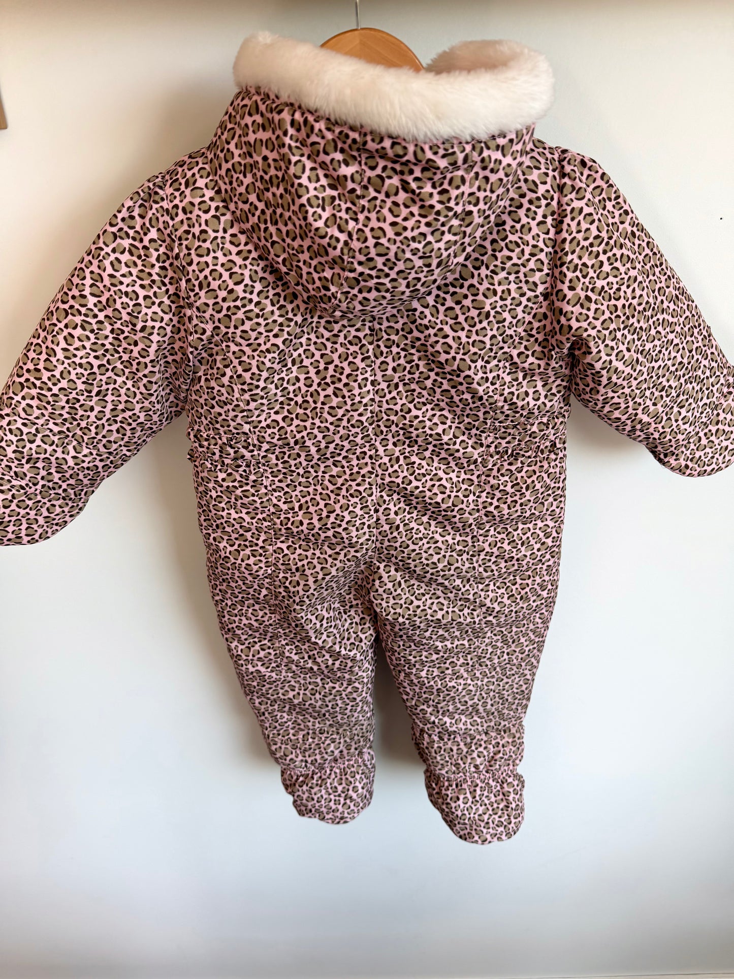 Pink Animal Print Puffer Suit / 18m