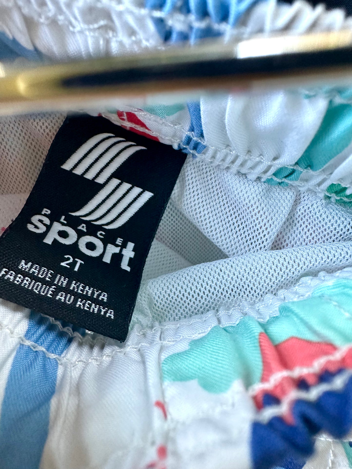 White Dino Swim Shorts / 2T