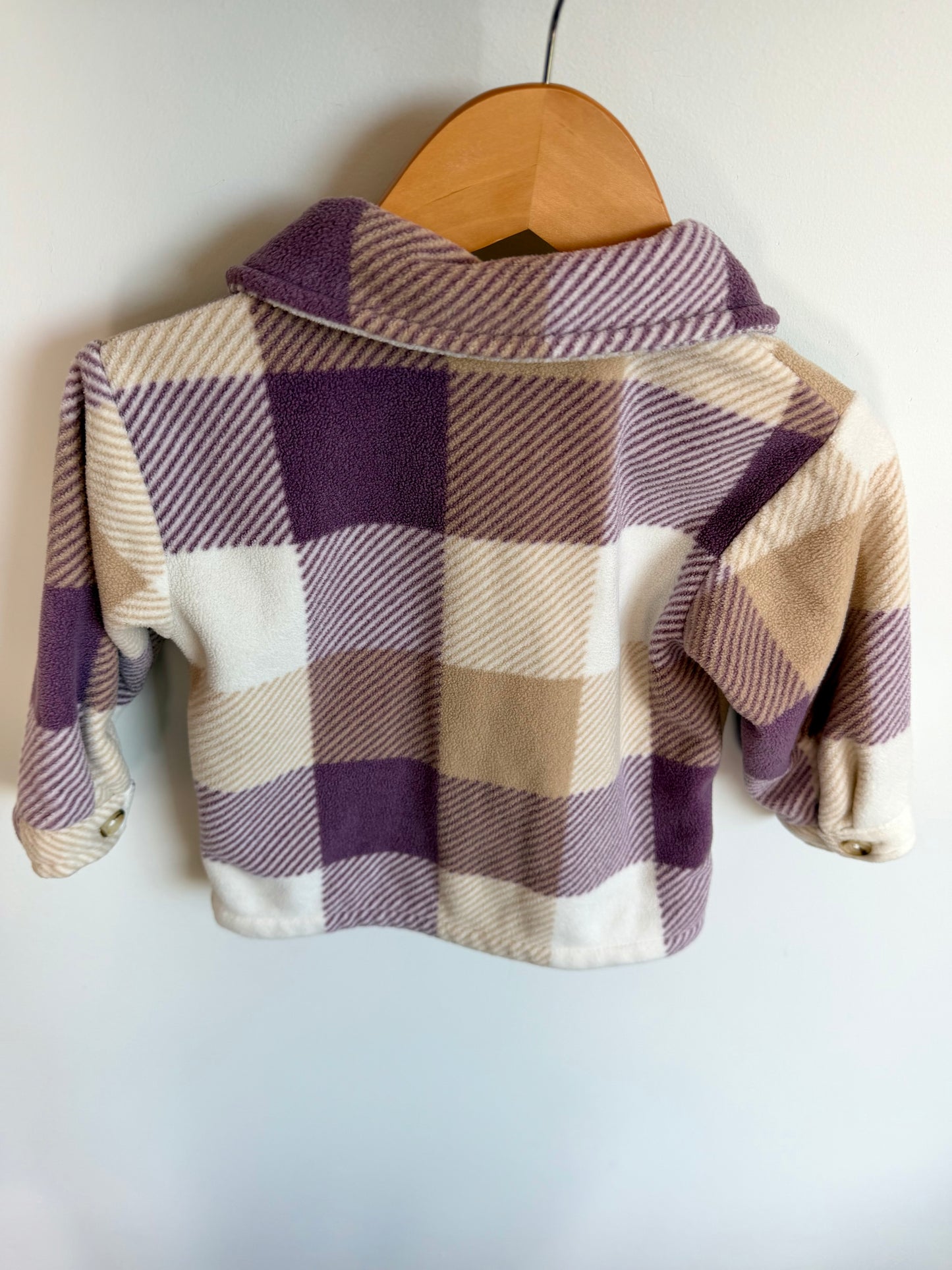 Purple Plaid Fleece Button Up / 18m