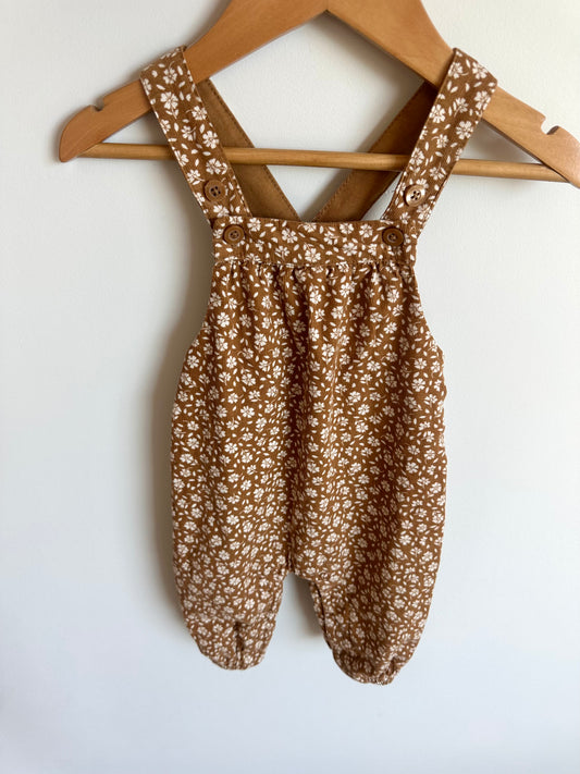 Brown Floral Overalls / 3-6m